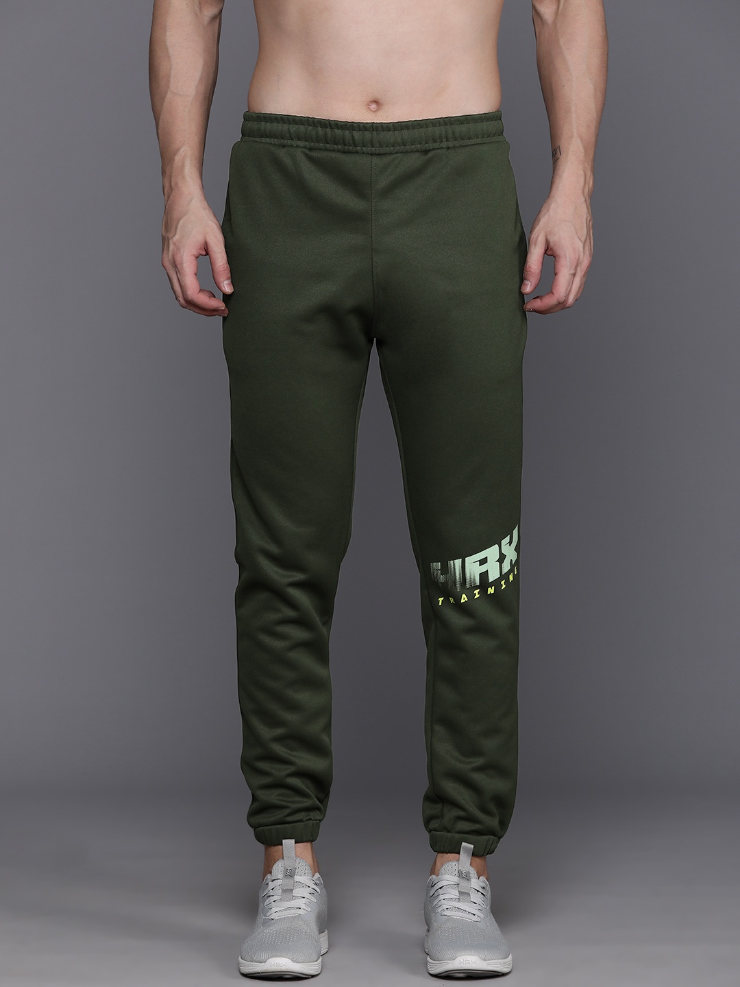 

HRX by Hrithik Roshan Men Rapid-Dry Brand Logo Printed Training Joggers, Olive