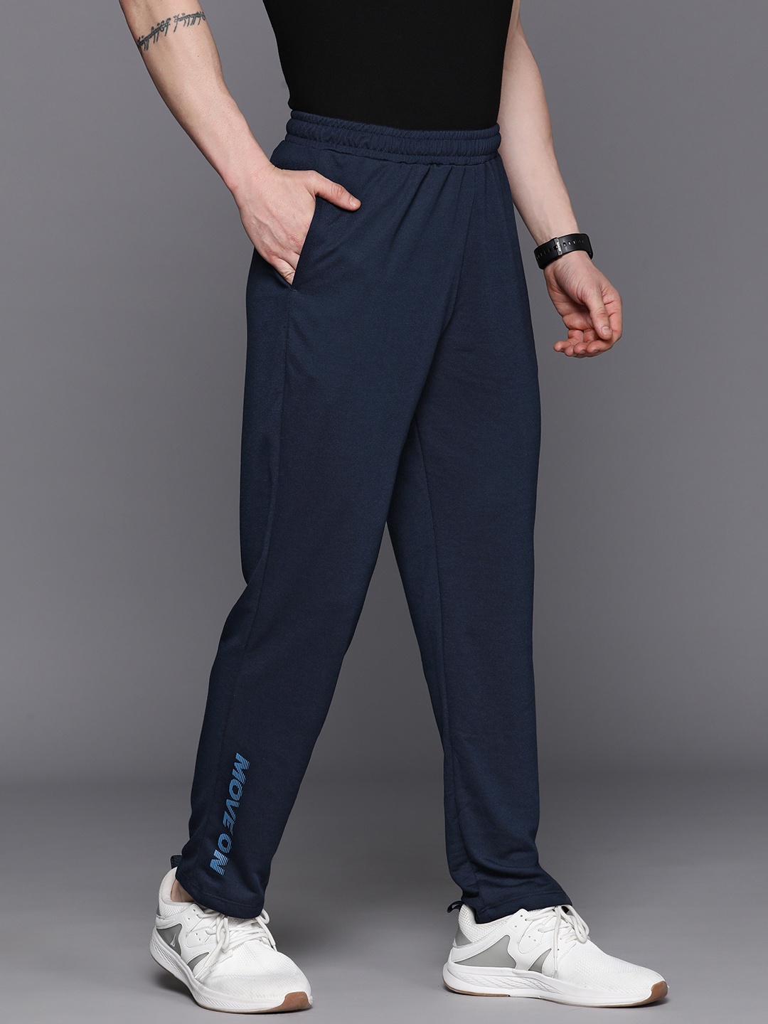 

HRX by Hrithik Roshan Men Solid Lifestyle Track Pants, Navy blue