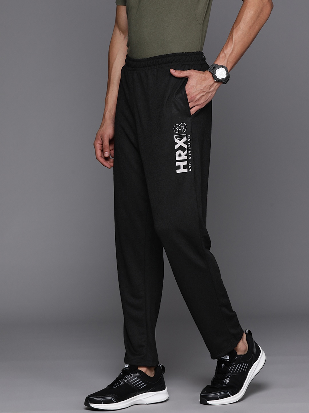 

HRX by Hrithik Roshan Men Brand Logo Printed Lifestyle Track Pants, Black
