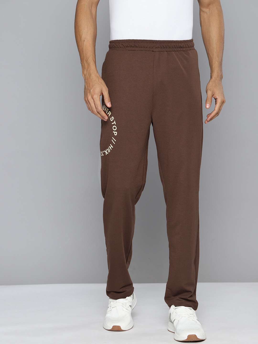 

HRX by Hrithik Roshan Men Typography Printed Track Pants, Coffee brown