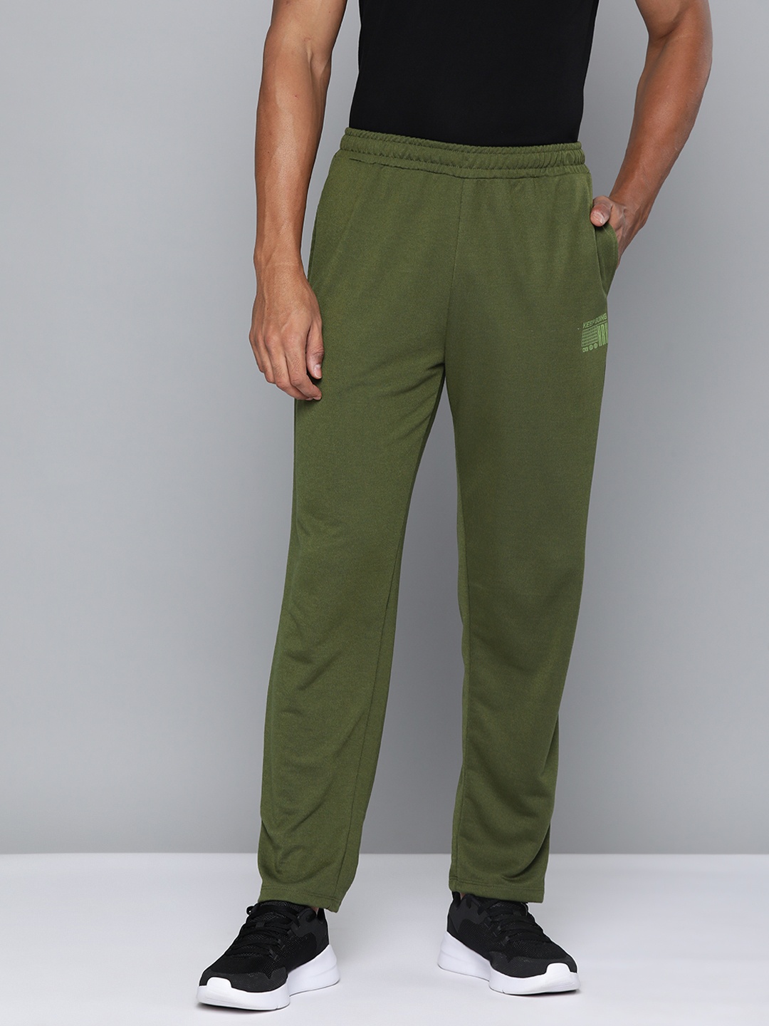 

HRX by Hrithik Roshan Men Printed Detail Lifestyle Track Pants, Olive