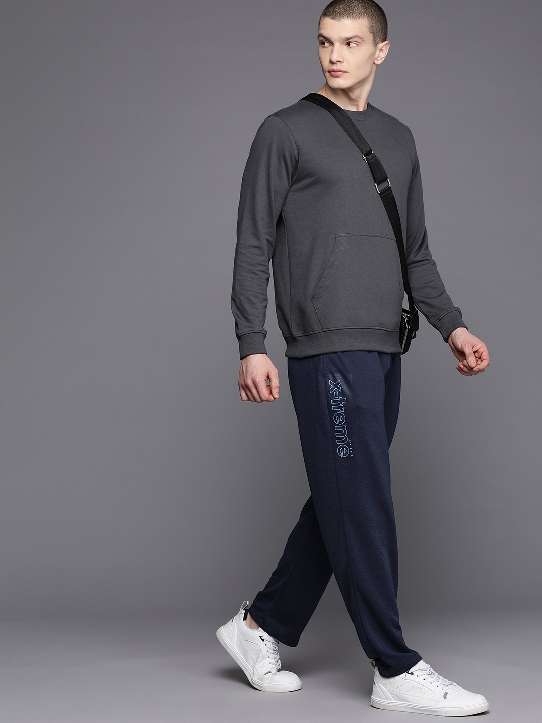 

HRX by Hrithik Roshan Men Printed Detail Track Pants, Navy blue