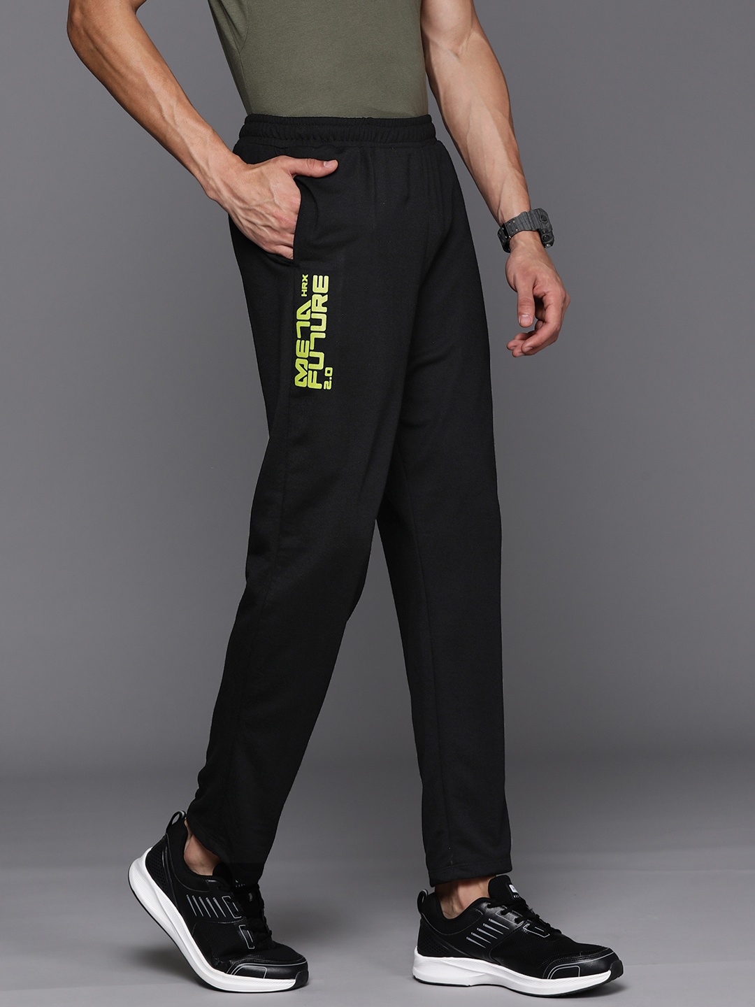 

HRX by Hrithik Roshan Men Typography Printed Lifestyle Track Pants, Black