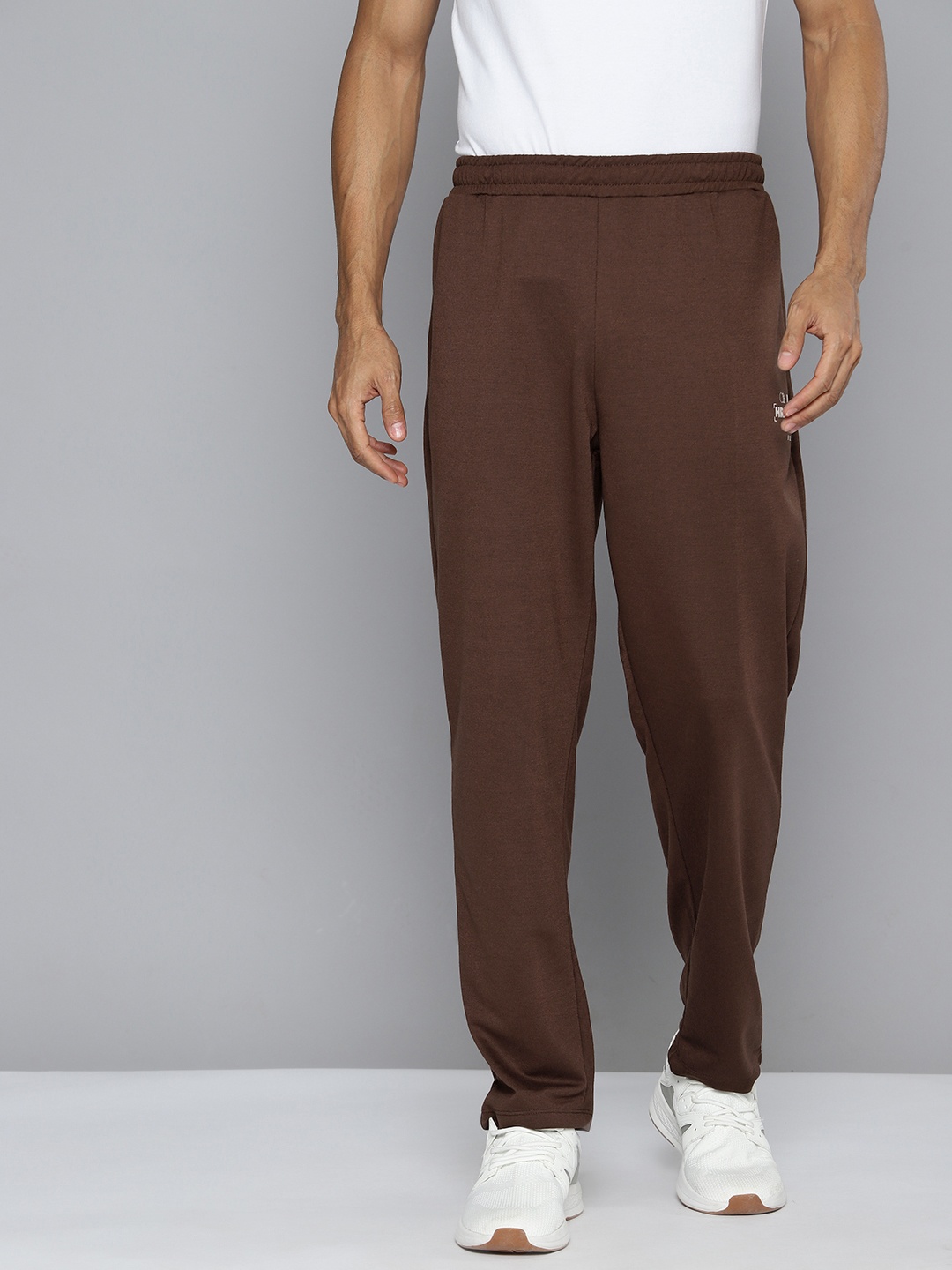 HRX by Hrithik Roshan Men Typography Printed Track Pants, Coffee brown