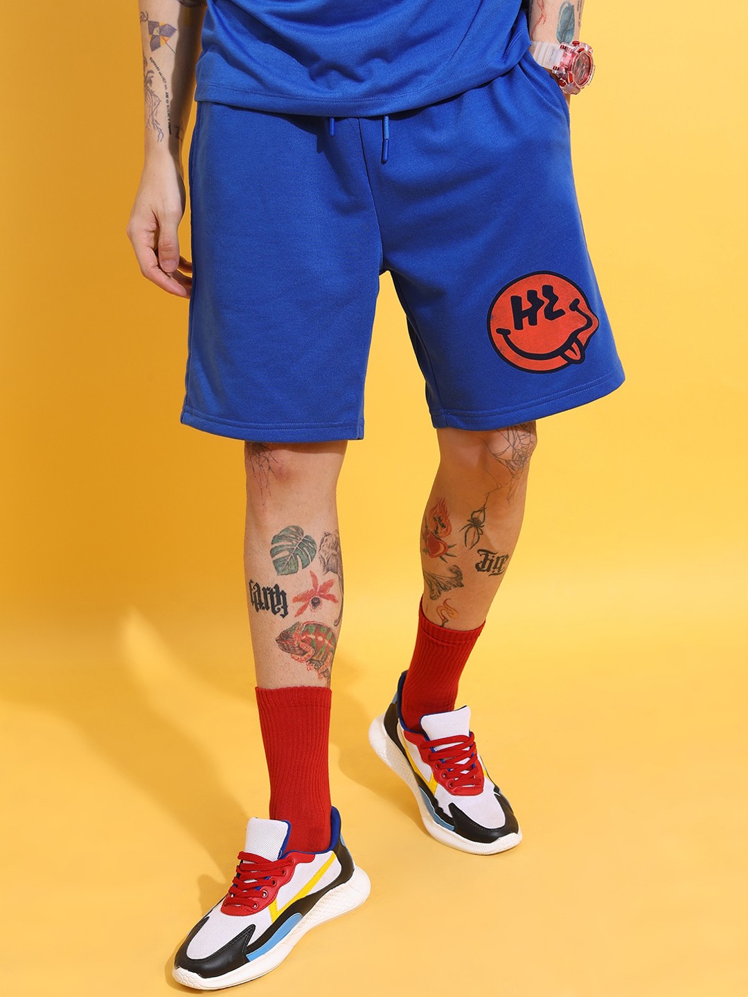 

HIGHLANDER Men Loose Fit Popcorn Structured Sports Shorts, Blue