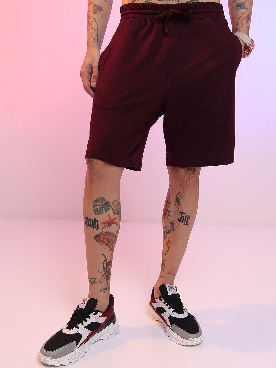 

HIGHLANDER Men Loose Fit Shorts, Maroon