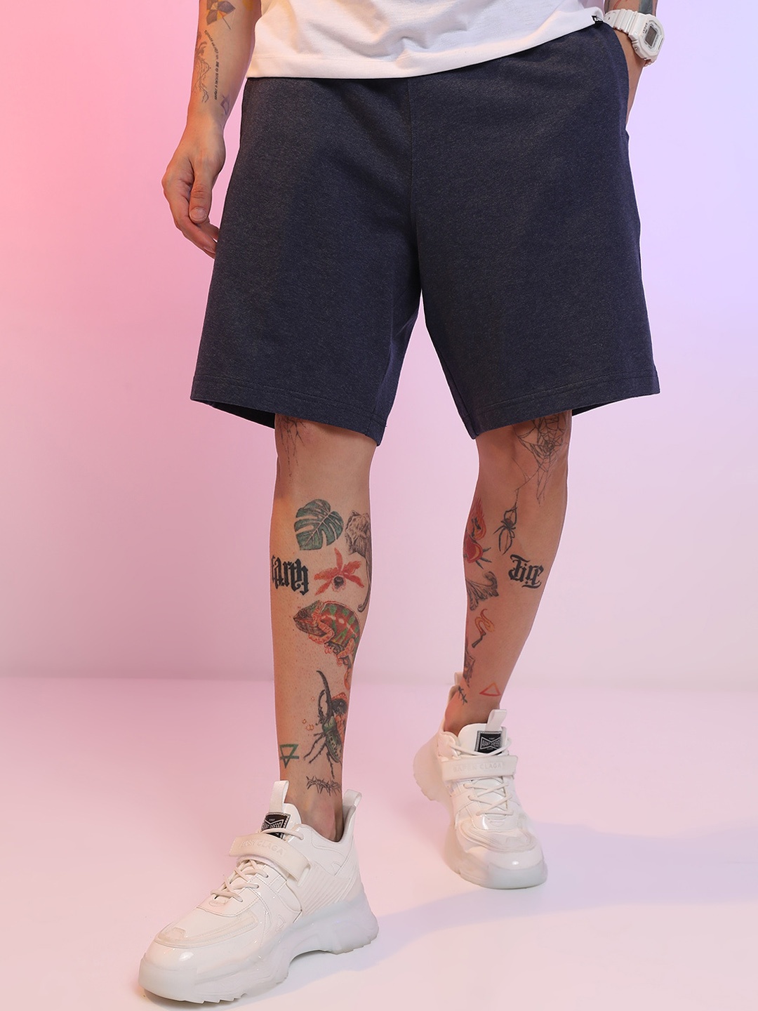 

HIGHLANDER Men Loose Fit Shorts, Navy blue