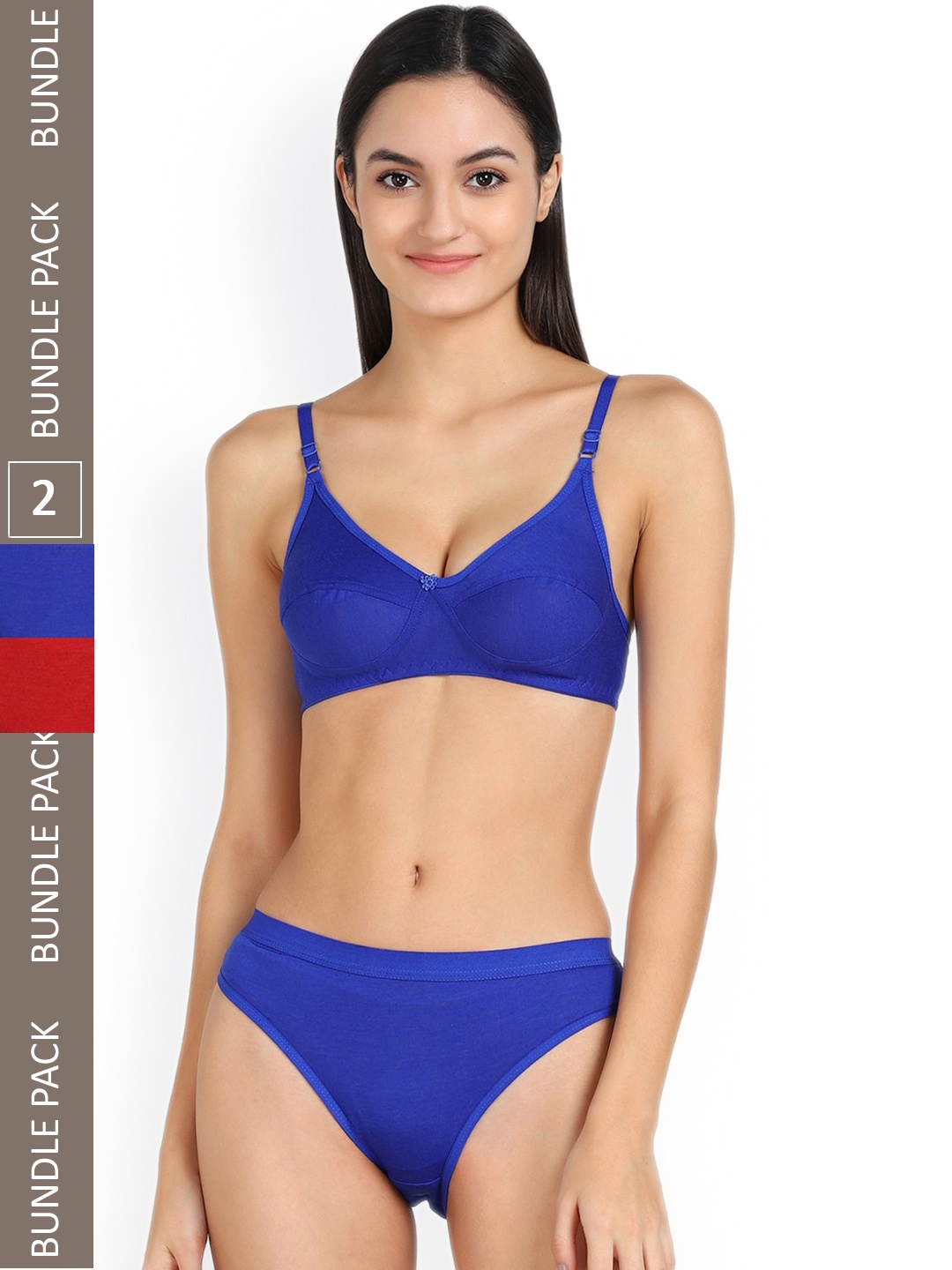 

PIBU Pack Of 2 Mid-Rise Cotton Lingerie Set FC_B_Ruchi Set_Red ,Blue_30