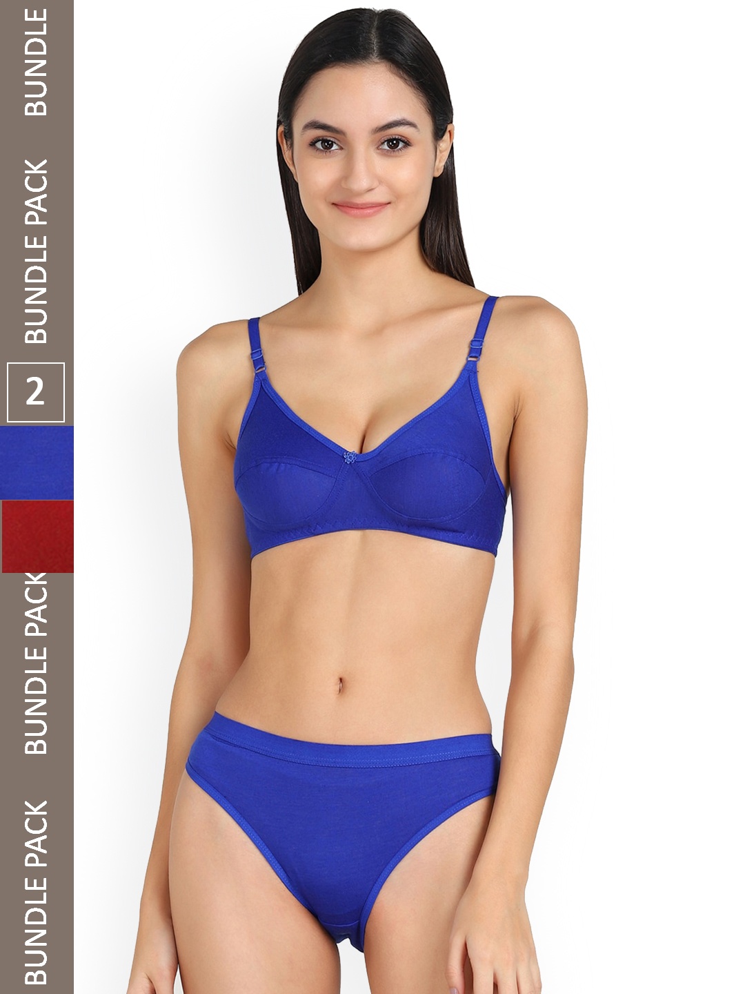 Aamarsh Pack Of 2 Cotton Lingerie Set, Red
