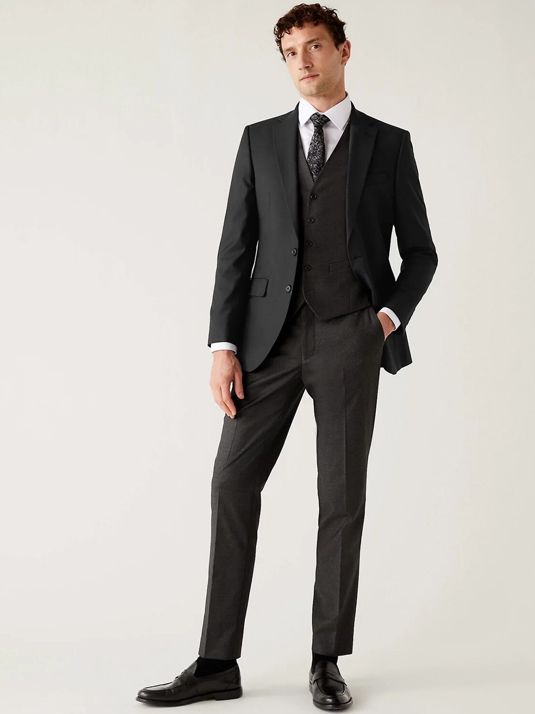 

Marks & Spencer Men Mid-Rise Formal Trousers, Charcoal