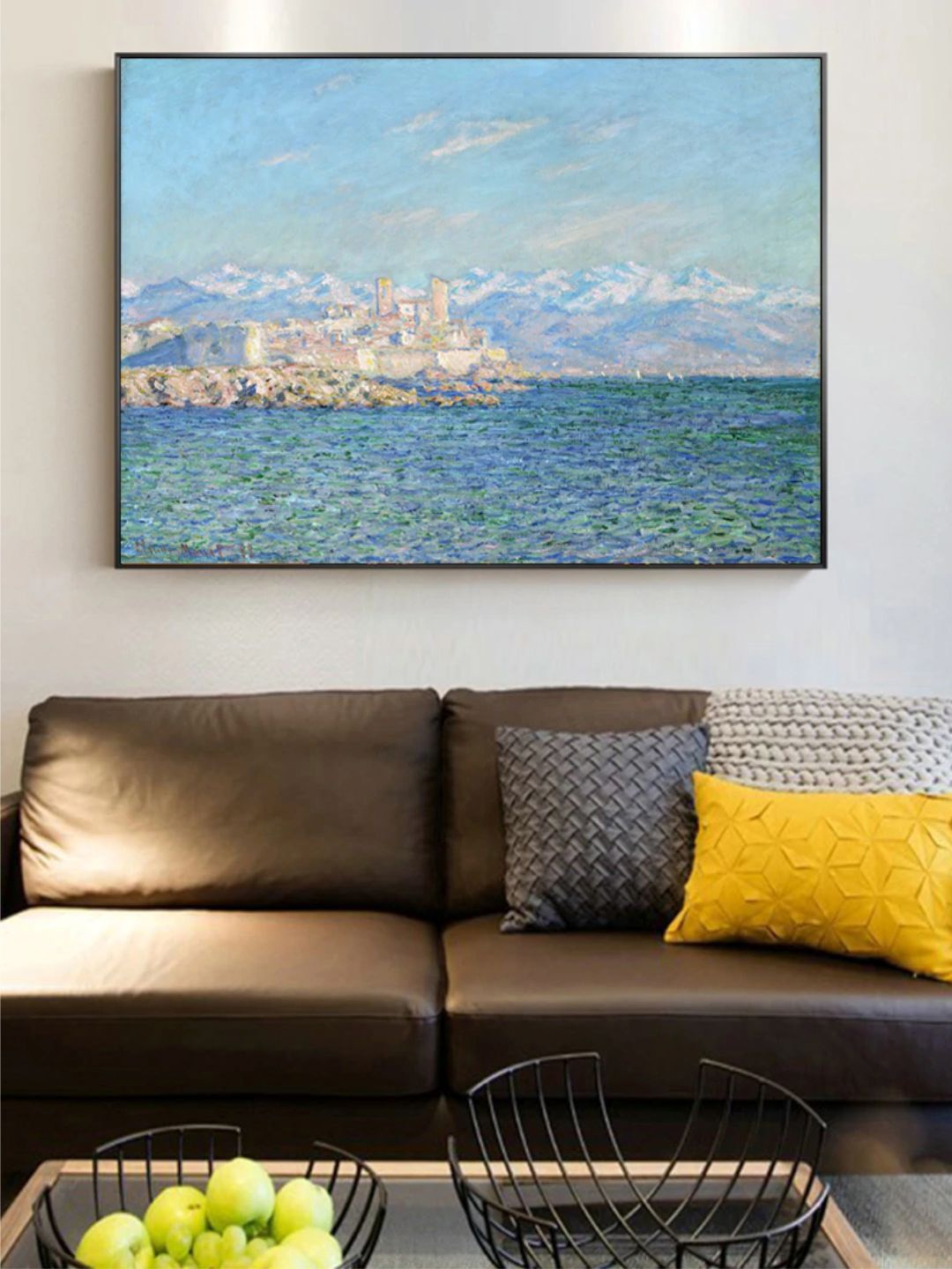 

THE HANDMADE FLAIR Crystal Porcelain Blue & Beige Claude Monet Painting Framed Wall Art
