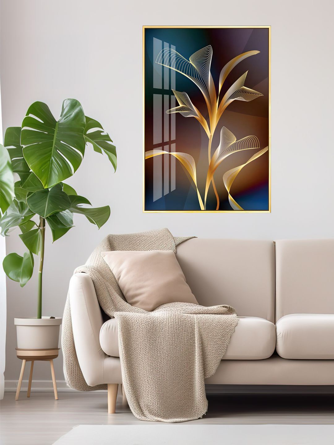 

THE HANDMADE FLAIR Blue & Brown Abstract Printed Framed Wall Art