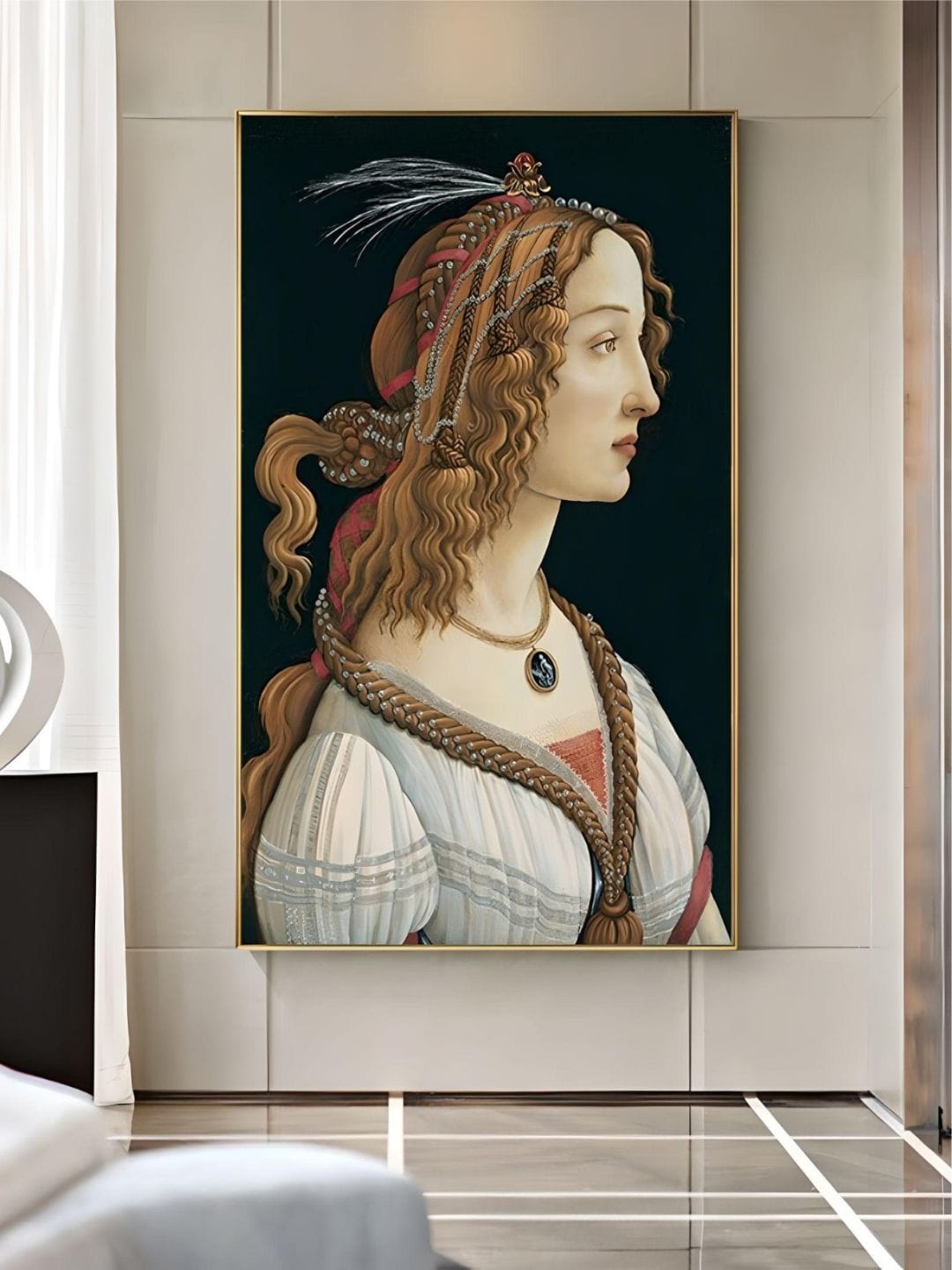 

THE HANDMADE FLAIR Beige & Brown Vintage Vogue Portrait Painting Wall Art
