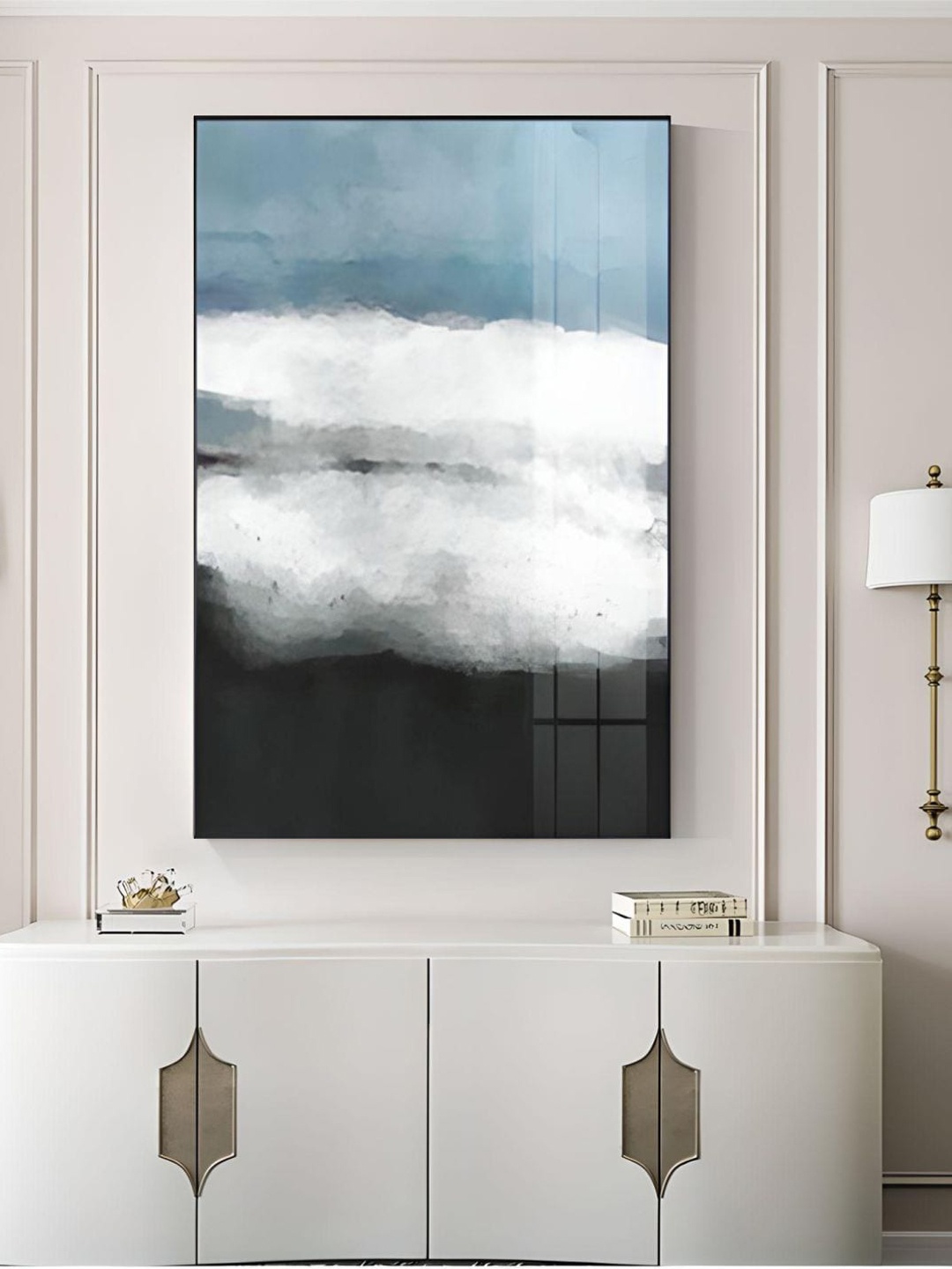 

THE HANDMADE FLAIR Blue & Black Abstract Painted Wall Art