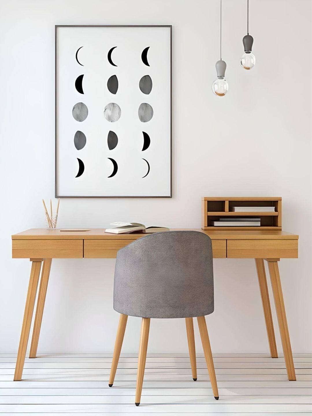 

THE HANDMADE FLAIR White & Black Moon Phases Chart Minimalist Painting Wall Art