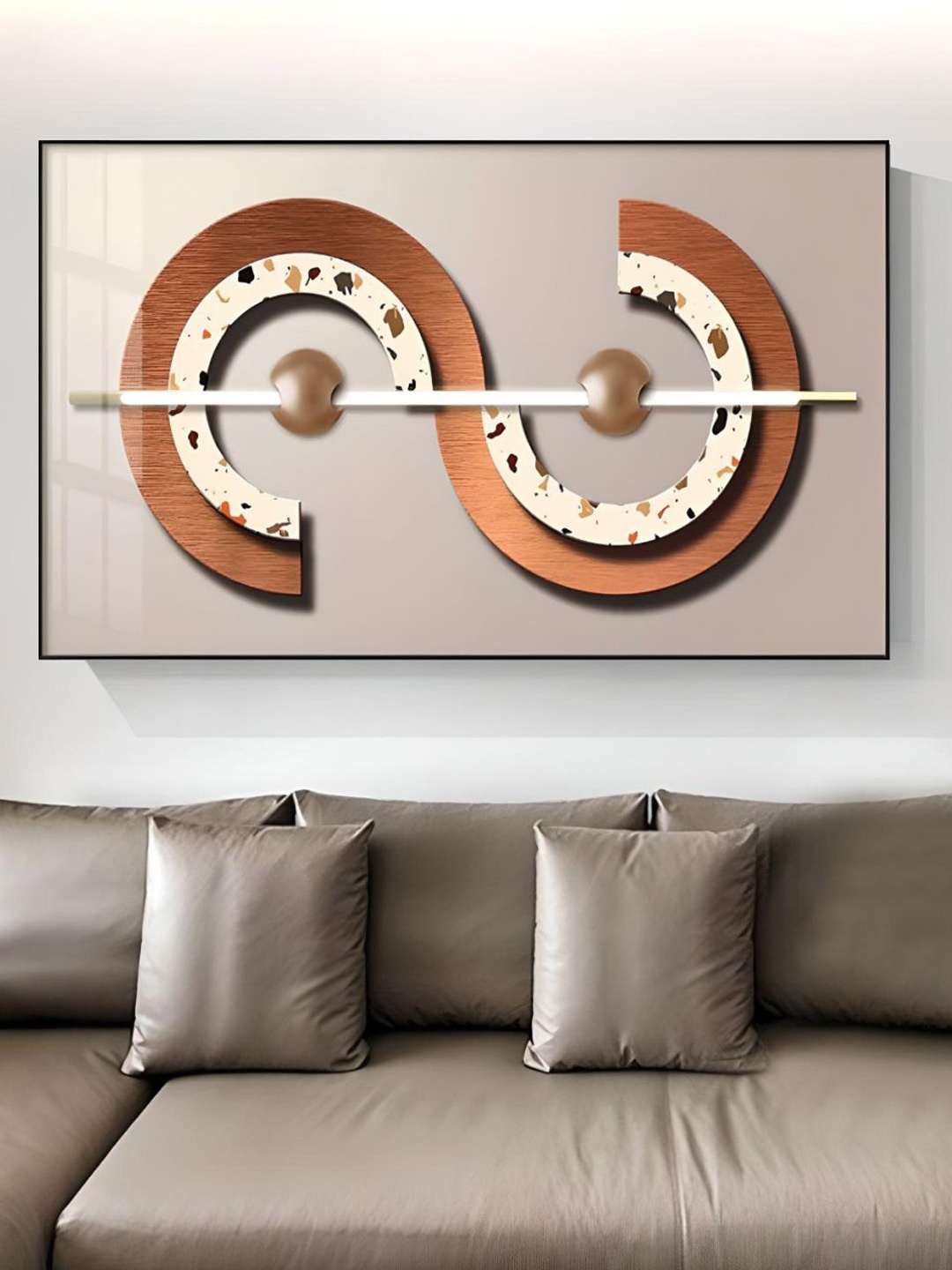 

THE HANDMADE FLAIR Brown & Beige Sun Moon Nordic Painting Wall Art