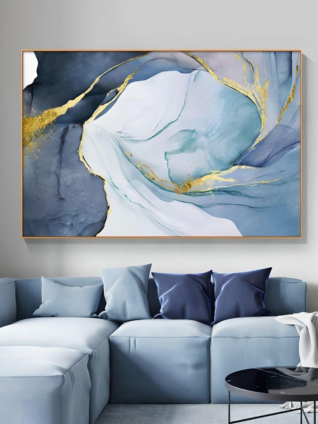 

THE HANDMADE FLAIR Crystal Porcelain Blue Abstract Painting Wall Art