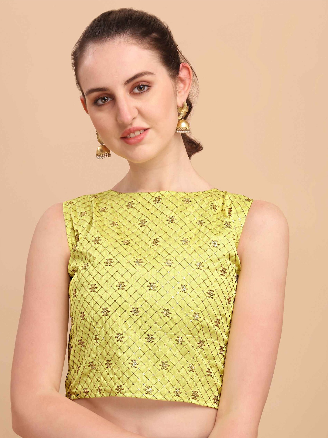 

DL Fashion Embellished Regular Crop Top, Yellow