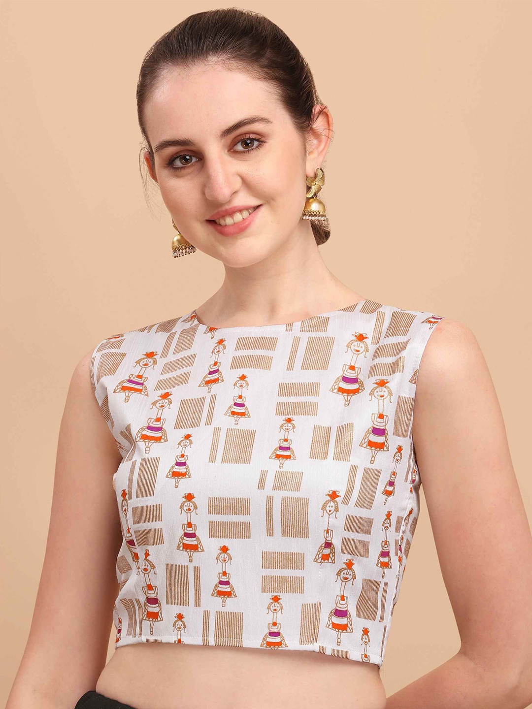 

DL Fashion Ethnic Motifs Printed Crop Top, White