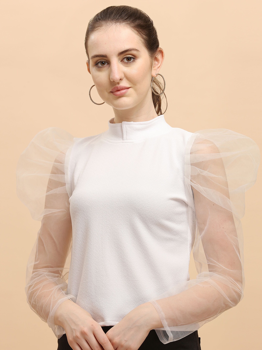 

DL Fashion Puff Sleeve Regular Top, White