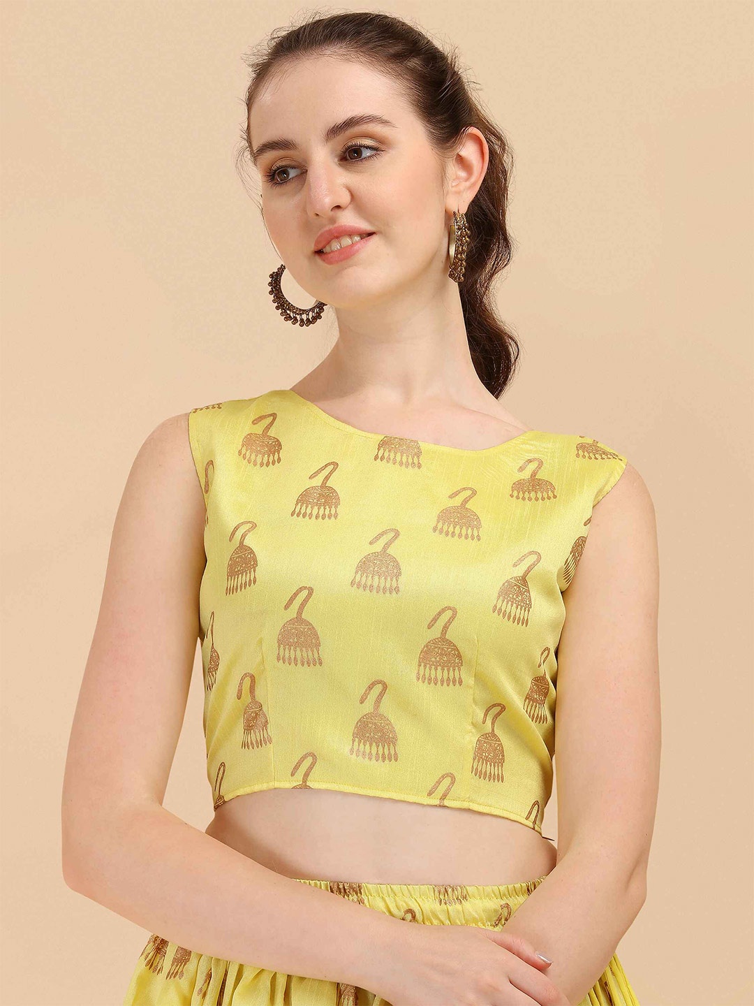 

DL Fashion Conversational Printed Crop Top, Yellow