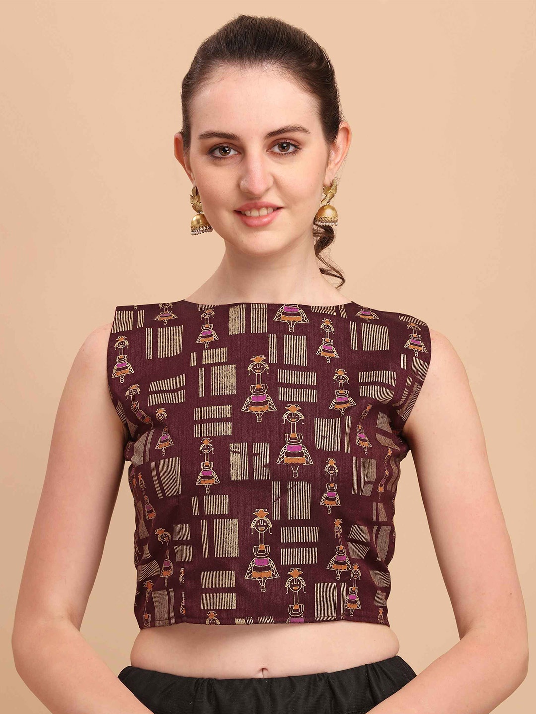 

DL Fashion Ethnic Motifs Printed Crop Top, Maroon