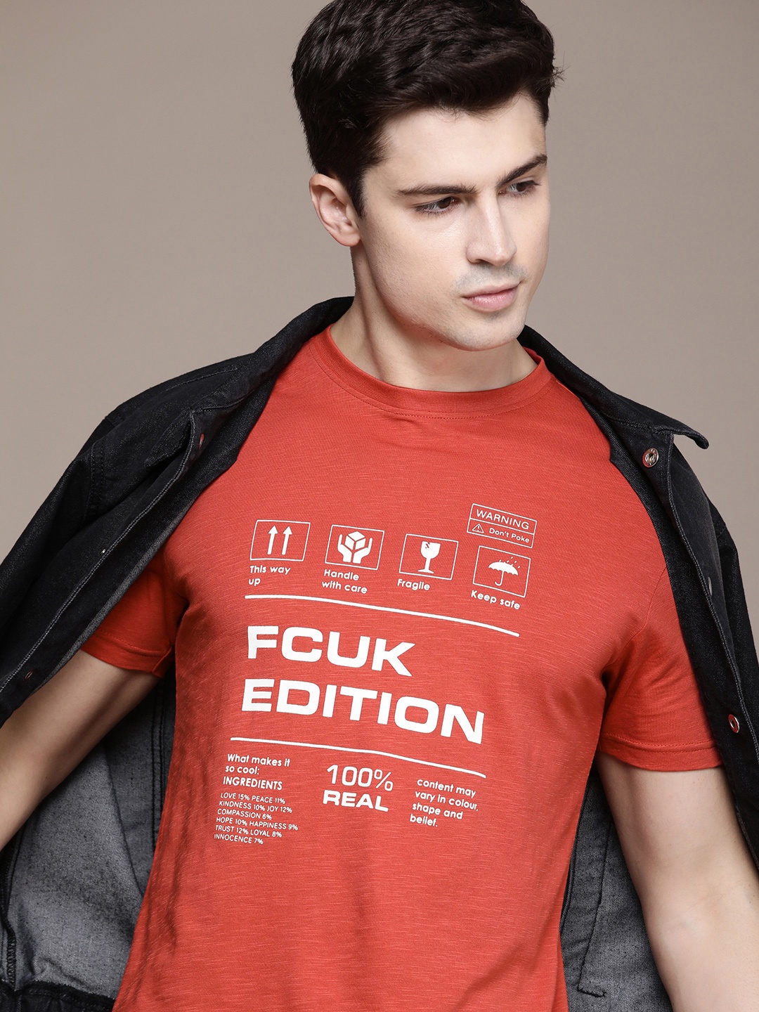 

FCUK Printed Pure Cotton T-shirt, Red