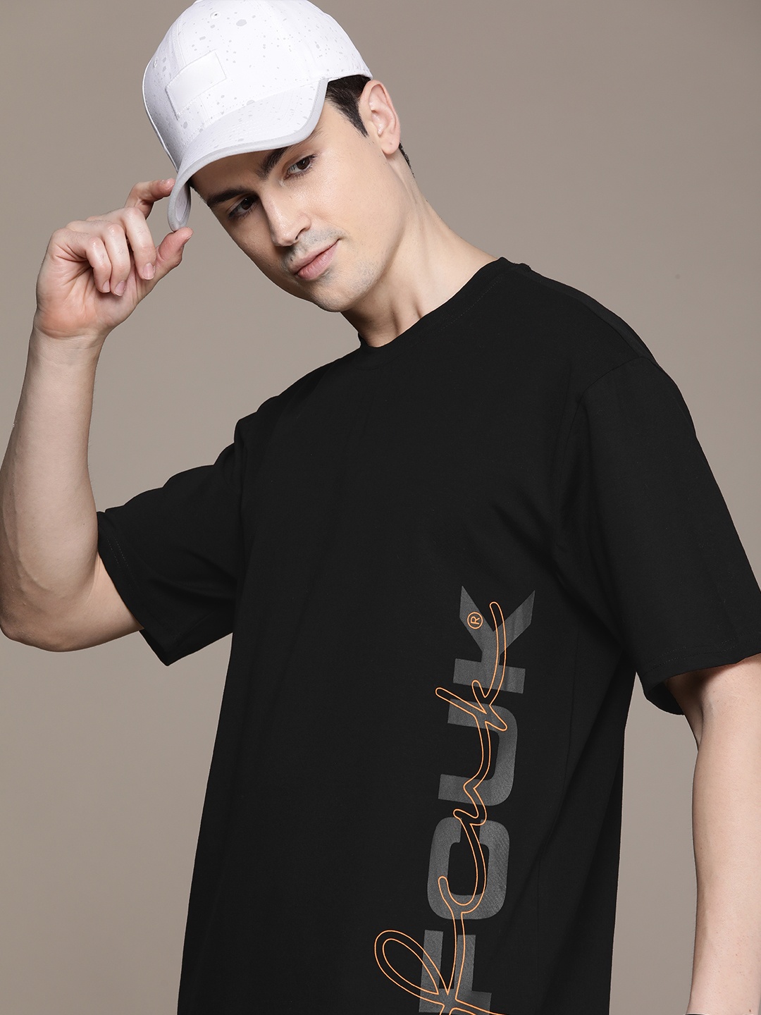 

FCUK Brand Logo Printed Oversized Fit Drop-Shoulder Sleeves T-shirt, Black