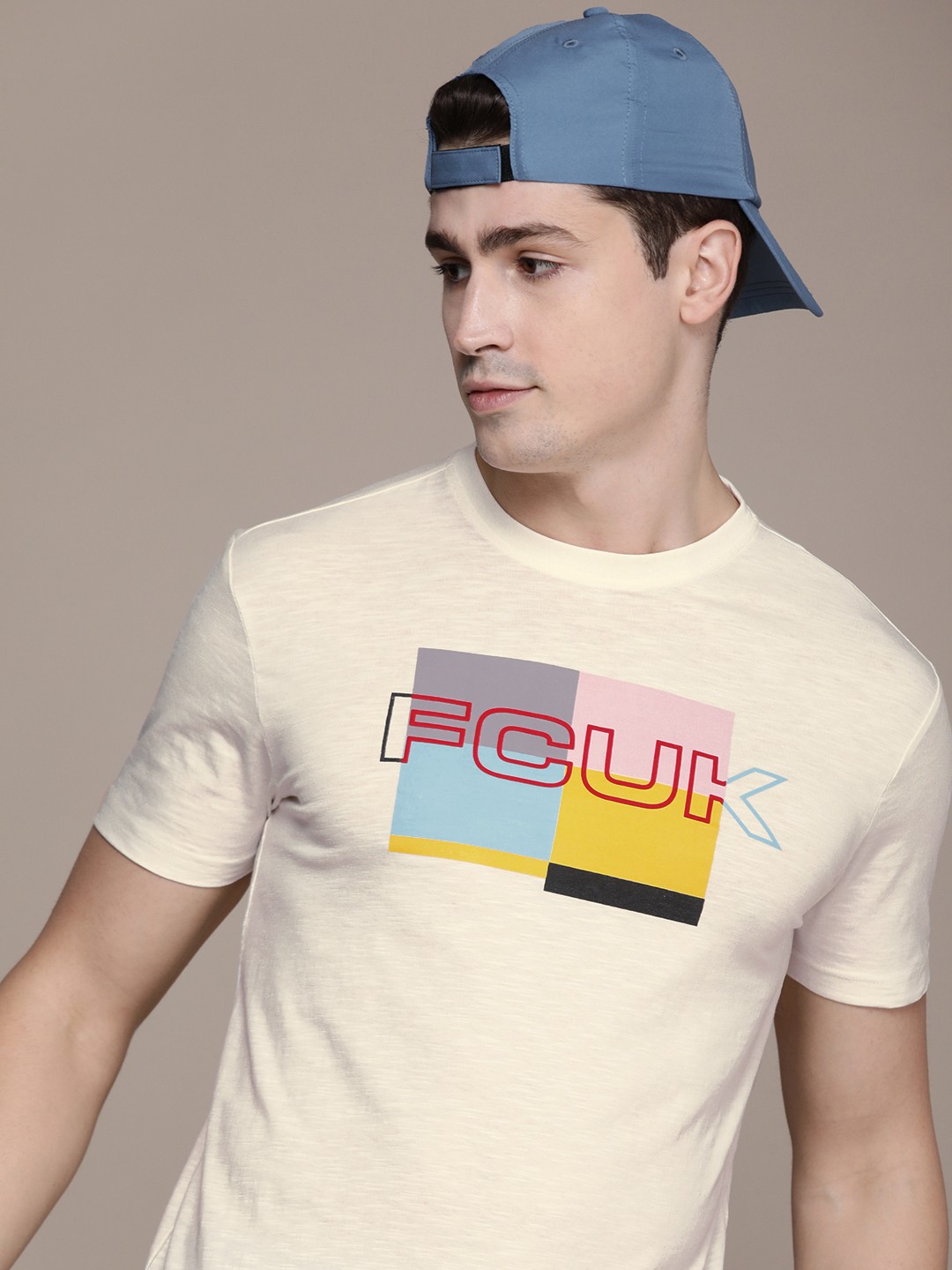

FCUK Printed Pure Cotton T-shirt, Off white