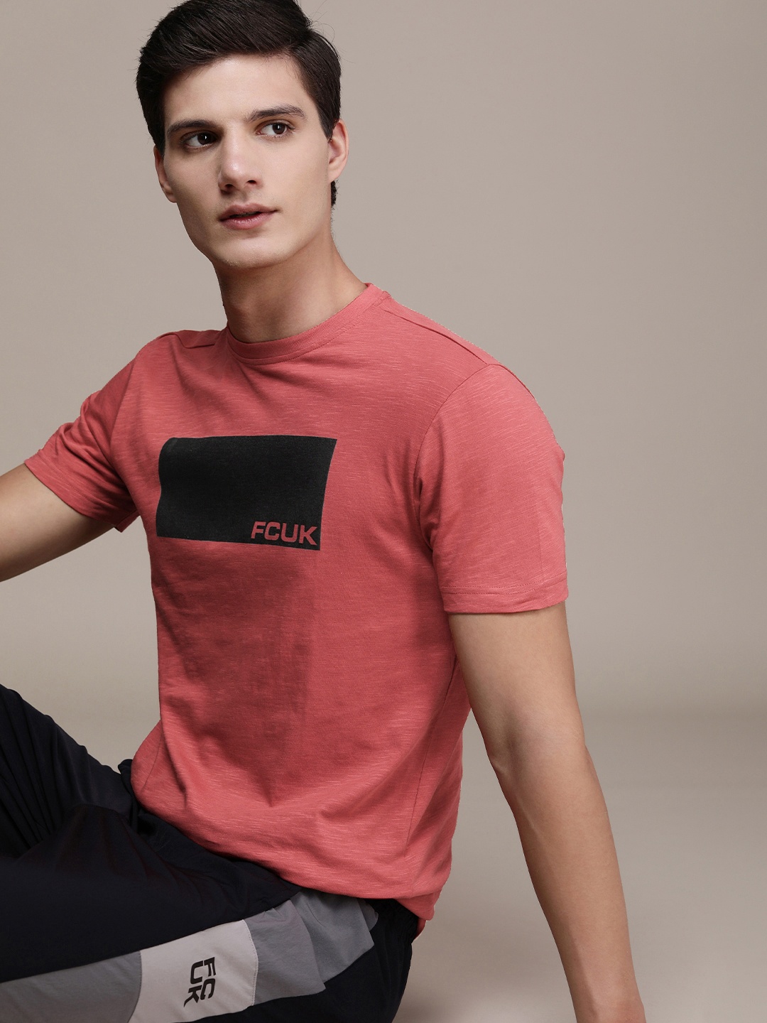 

FCUK Graphic Printed Pure Cotton T-shirt, Red