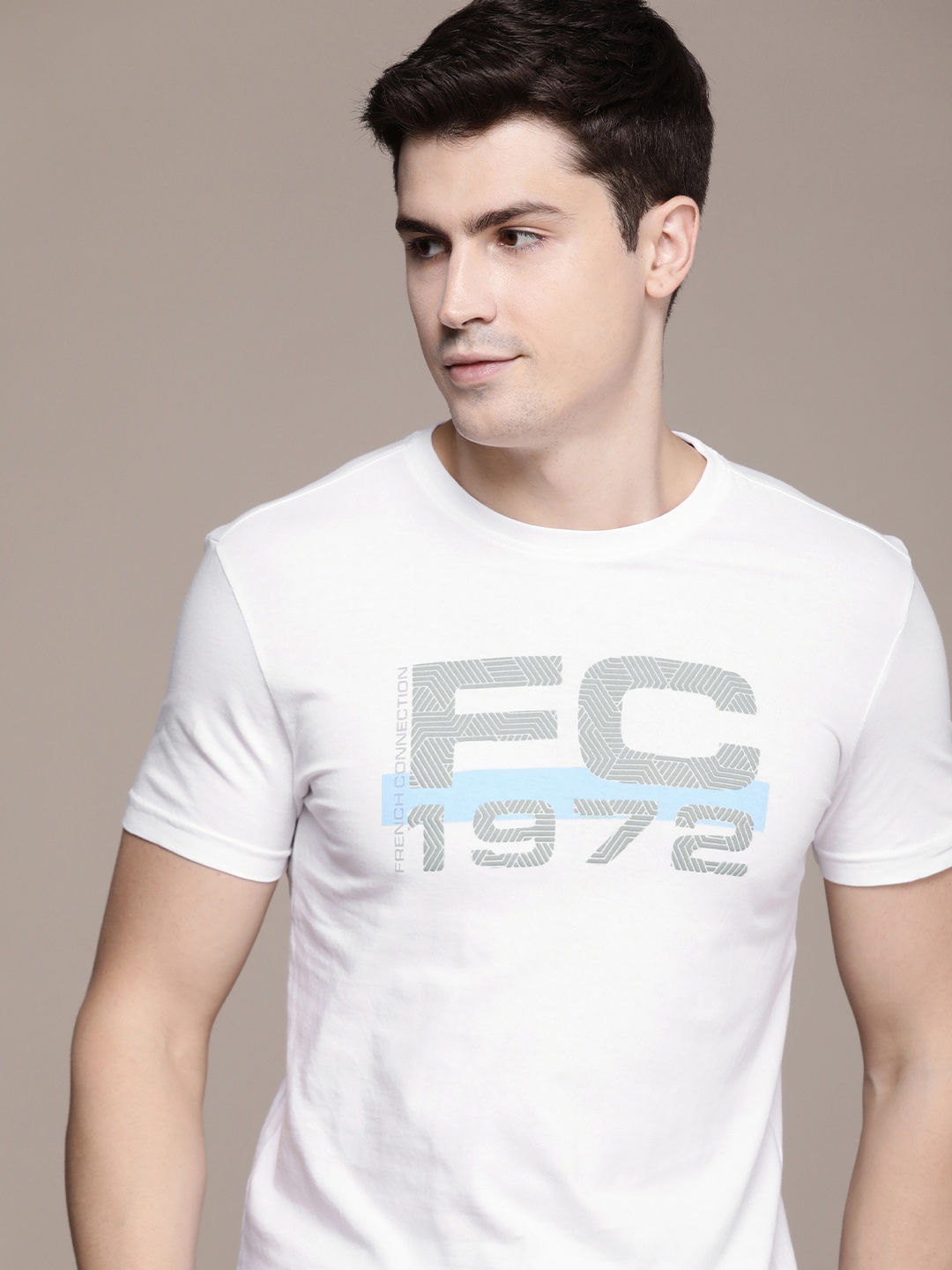 

FCUK Men Typography Printed Pure Cotton T-shirt, White