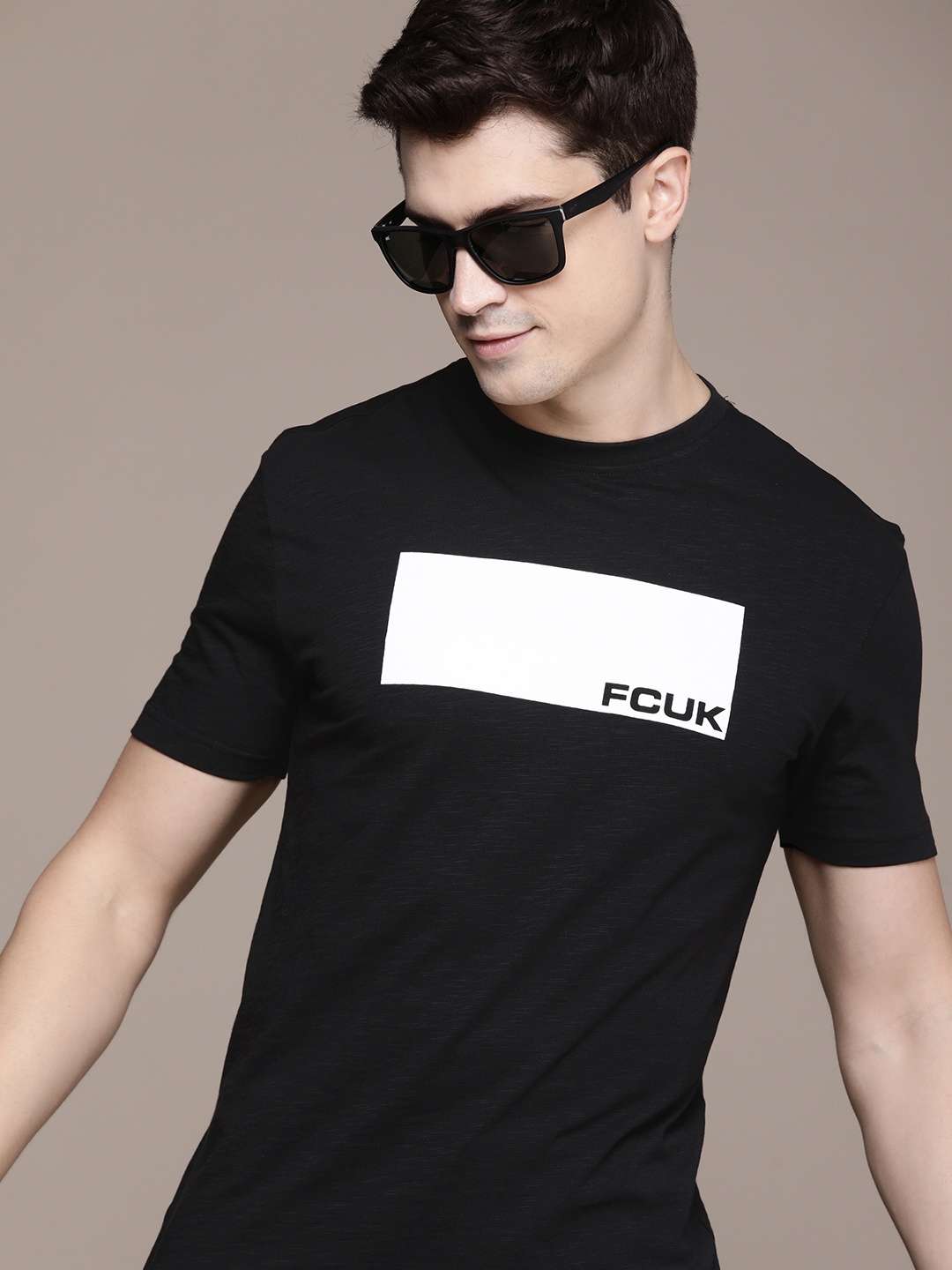 

FCUK Printed Pure Cotton T-shirt, Black