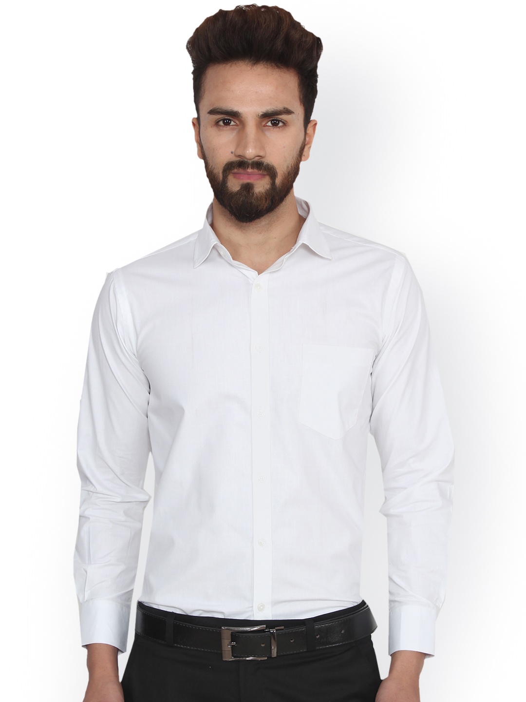 

Hangup Men White Regular Fit Solid Formal Shirt