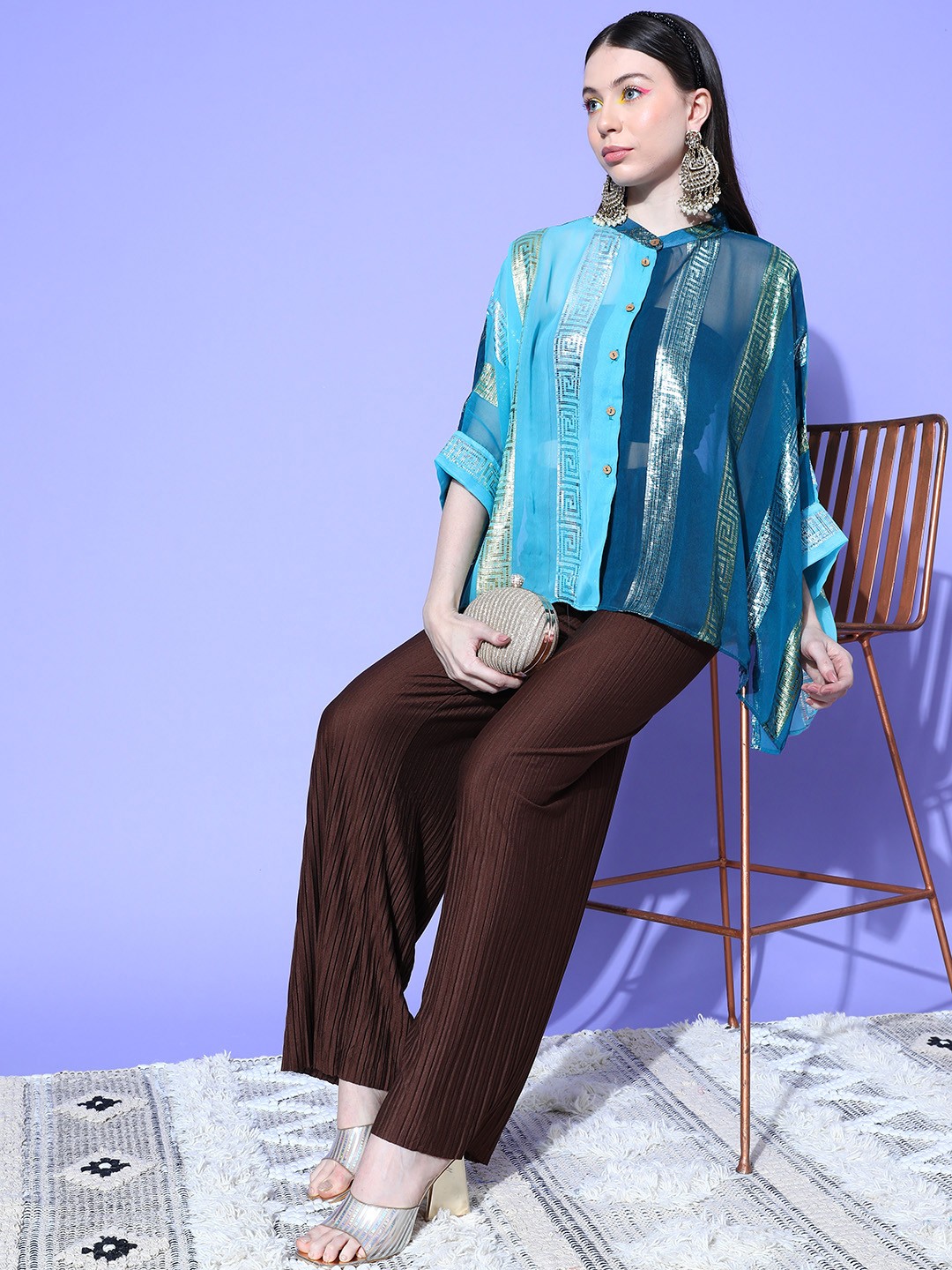 

InWeave Women Embellished Button Shrug, Teal