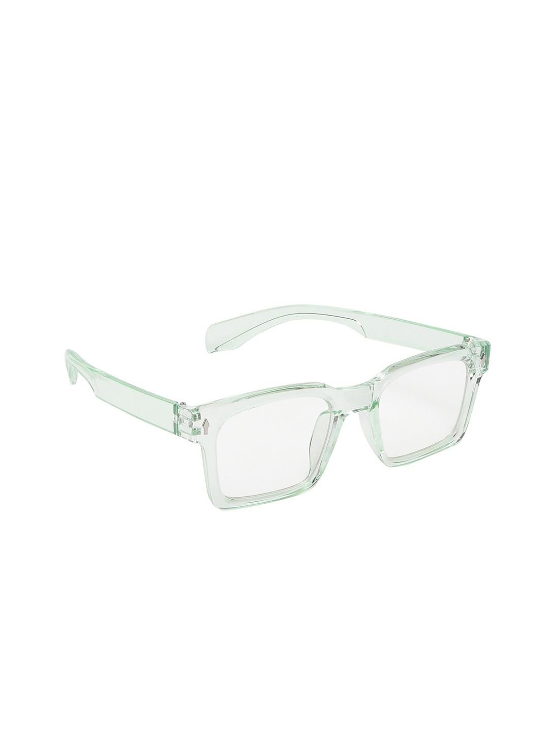 

GARTH Unisex Clear Lens & Green Wayfarer Sunglasses with UV Protected Lens, Transparent