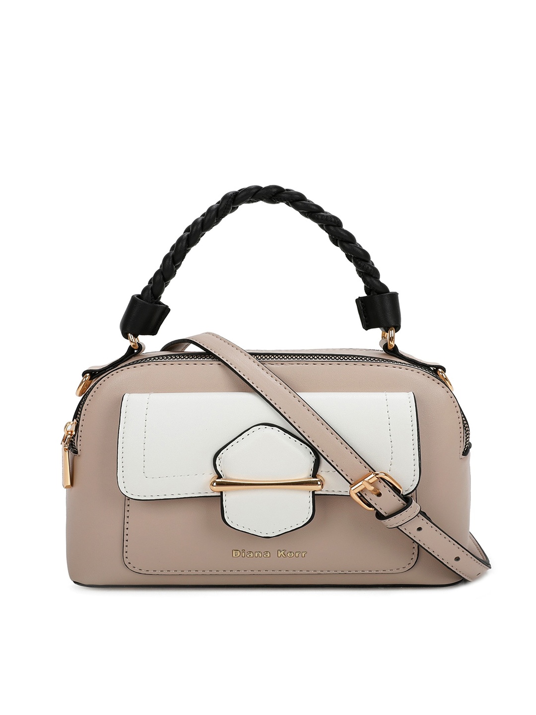 

Diana Korr Colourblocked Structured Handheld Bag, Beige