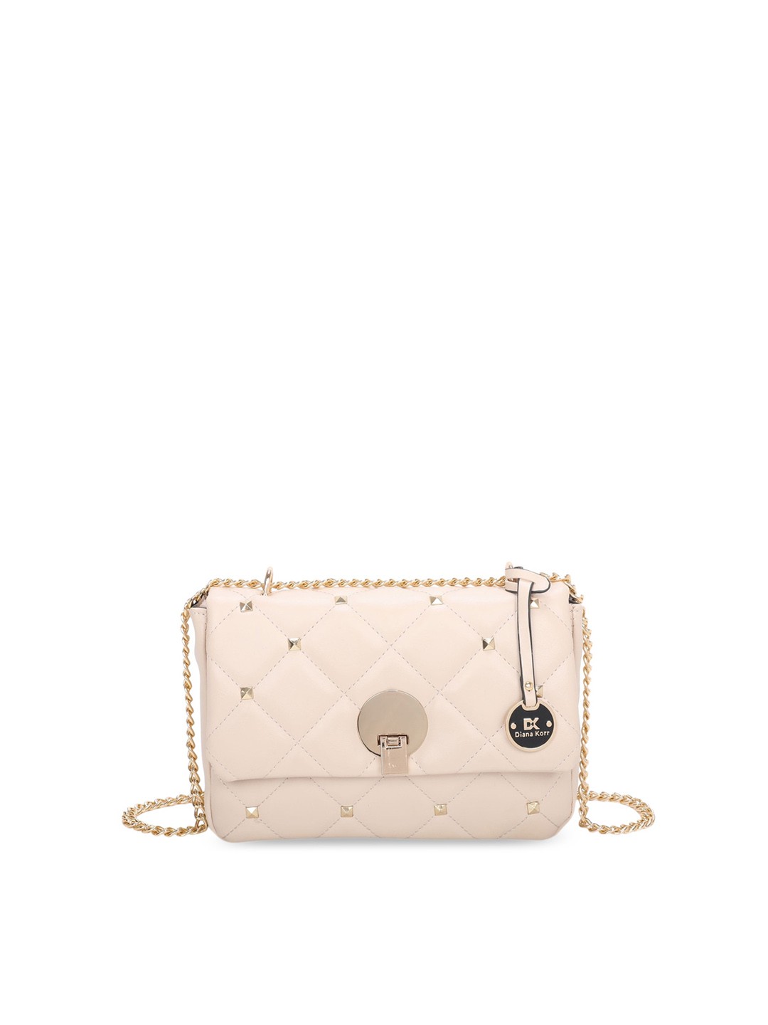 

Diana Korr Textured PU Structured Sling Bag With Quilted, Off white