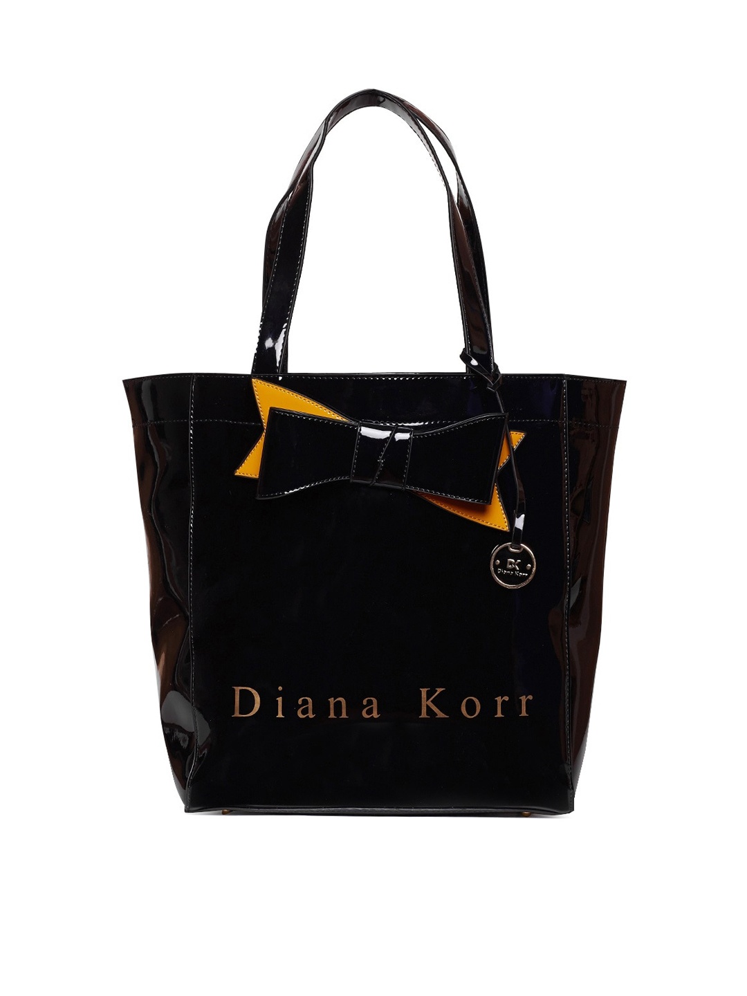 

Diana Korr Typography Printed Structured Shoulder Bag With Bow Detail, Black