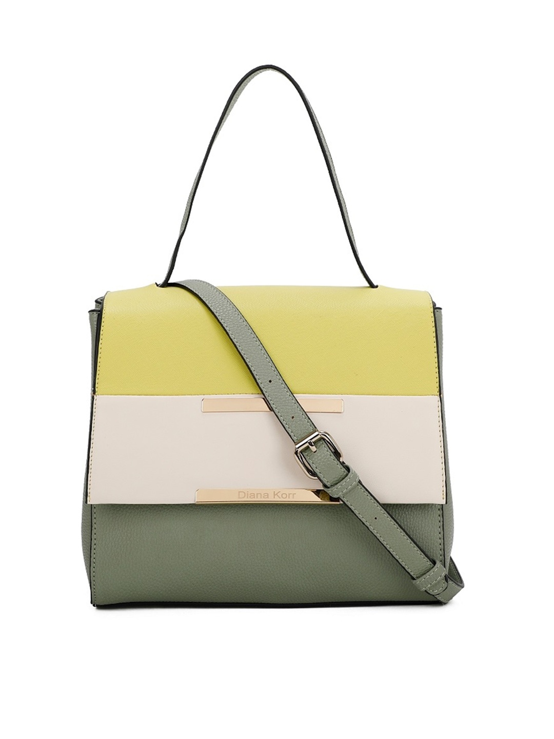 

Diana Korr Colourblocked Structured Satchel Bag, Green