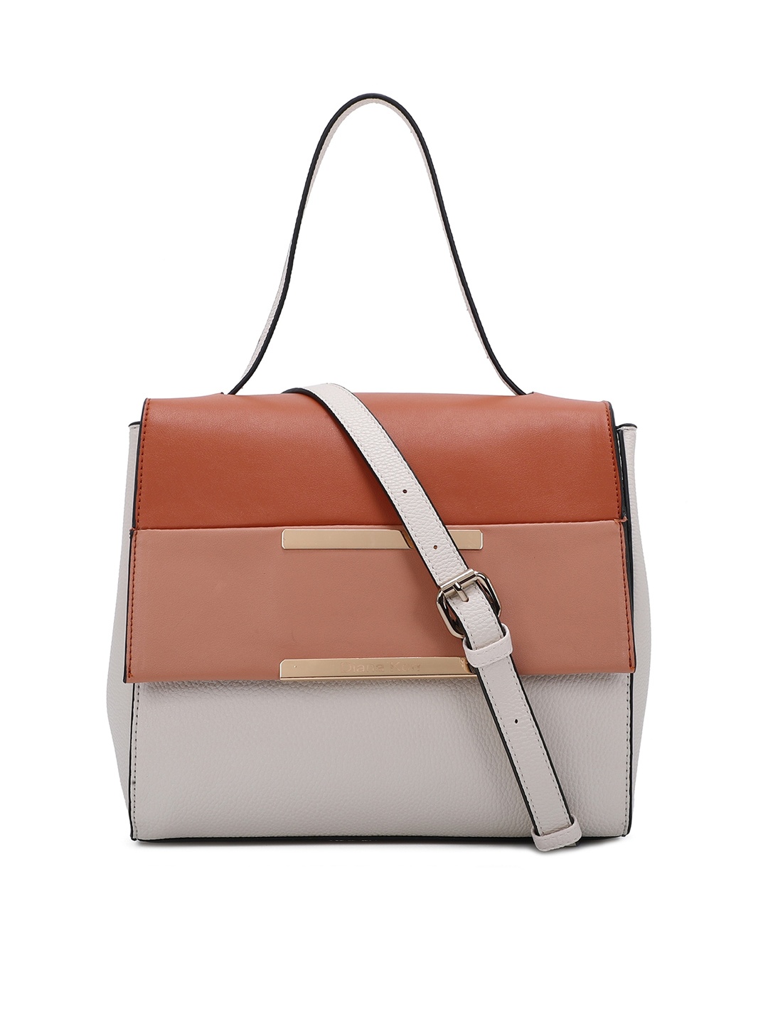 

Diana Korr Colourblocked PU Structured Satchel, Beige