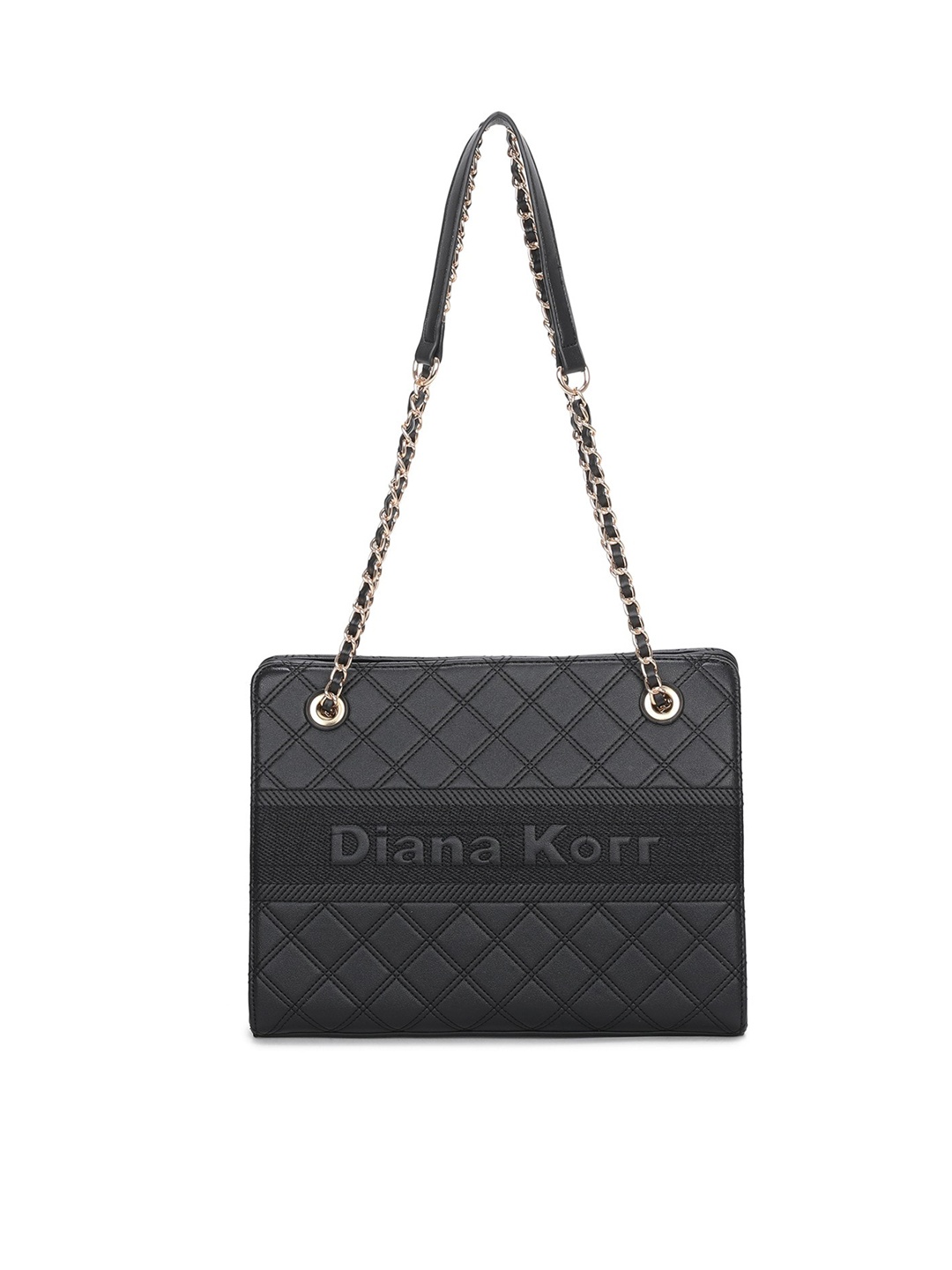 

Diana Korr Textured Shoulder Bag With Quilted, Black