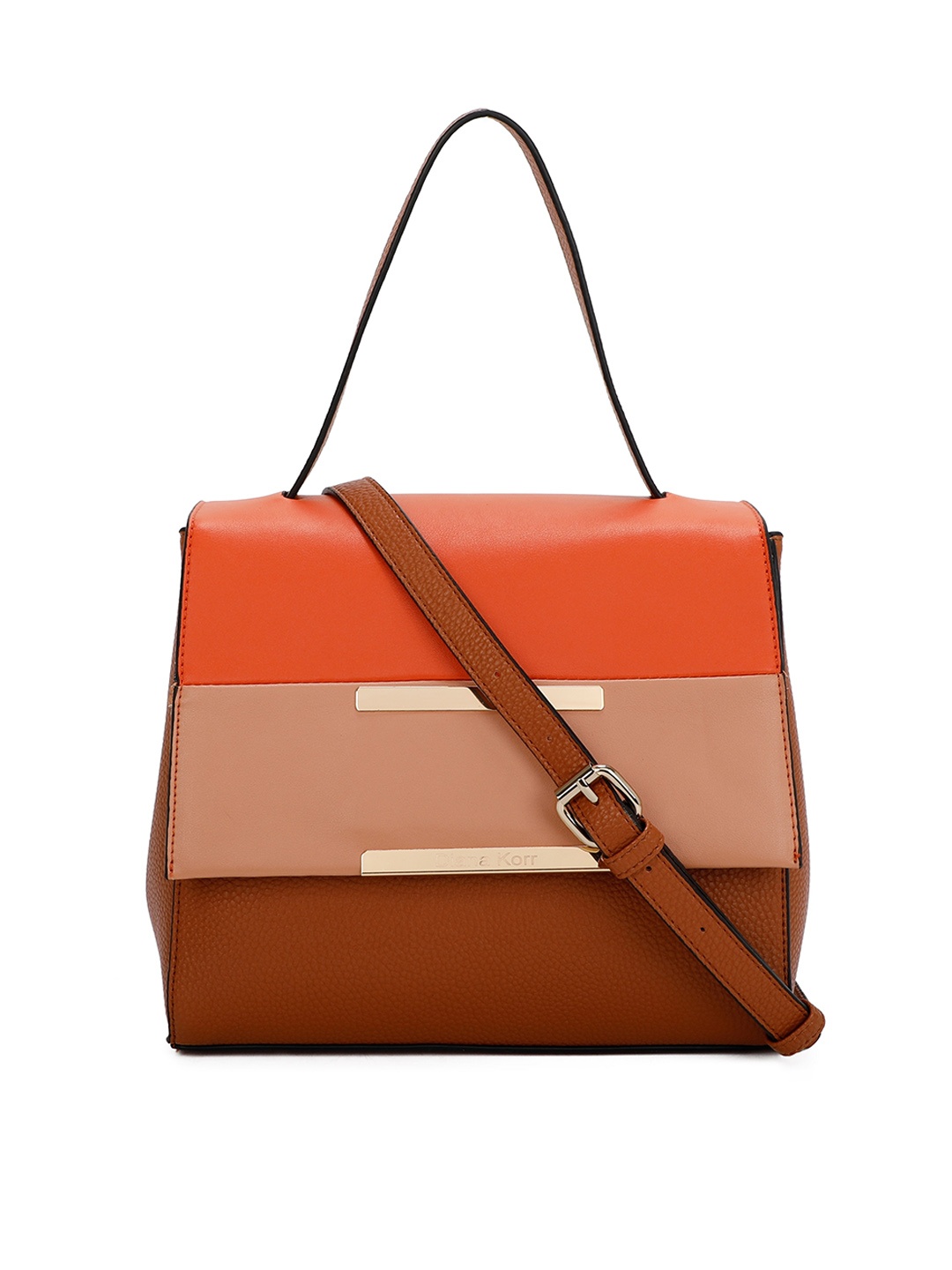 

Diana Korr Colourblocked Structured Handheld Bag, Tan