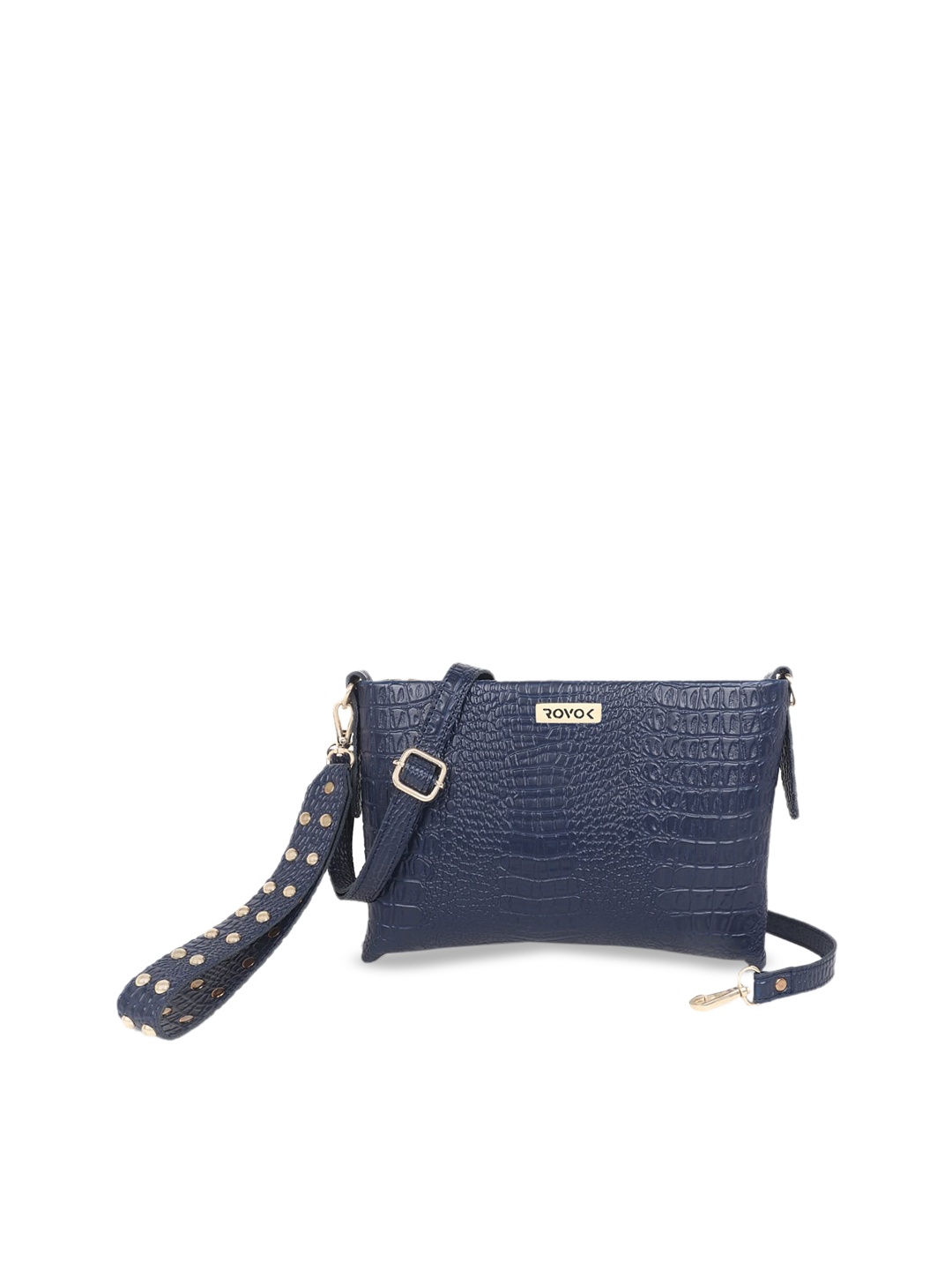 

ROVOK Blue Animal Textured Structured Sling Bag with Fringed
