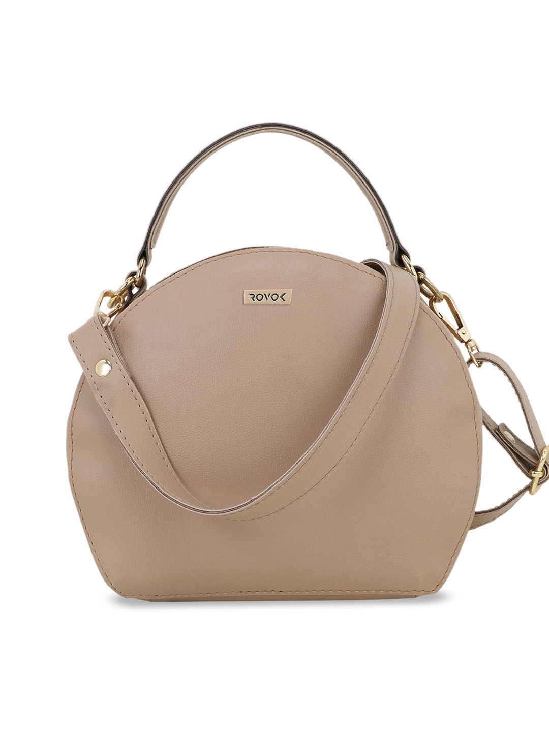 

ROVOK Beige Structured Handheld Bag with Bow Detail