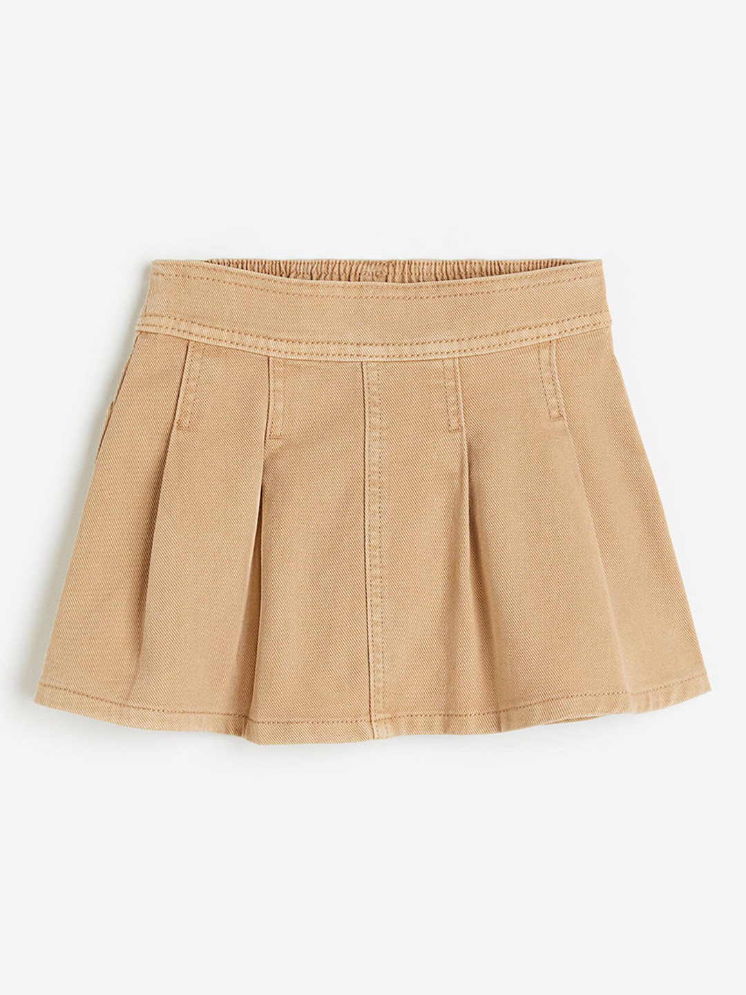 

H&M Girls Pleated Denim Skirt, Beige