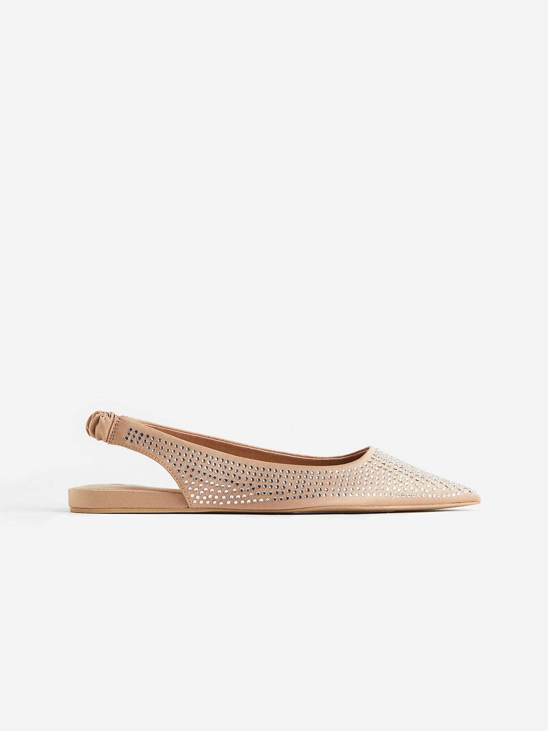 

H&M Rhinestone-Embellished Slingbacks, Beige