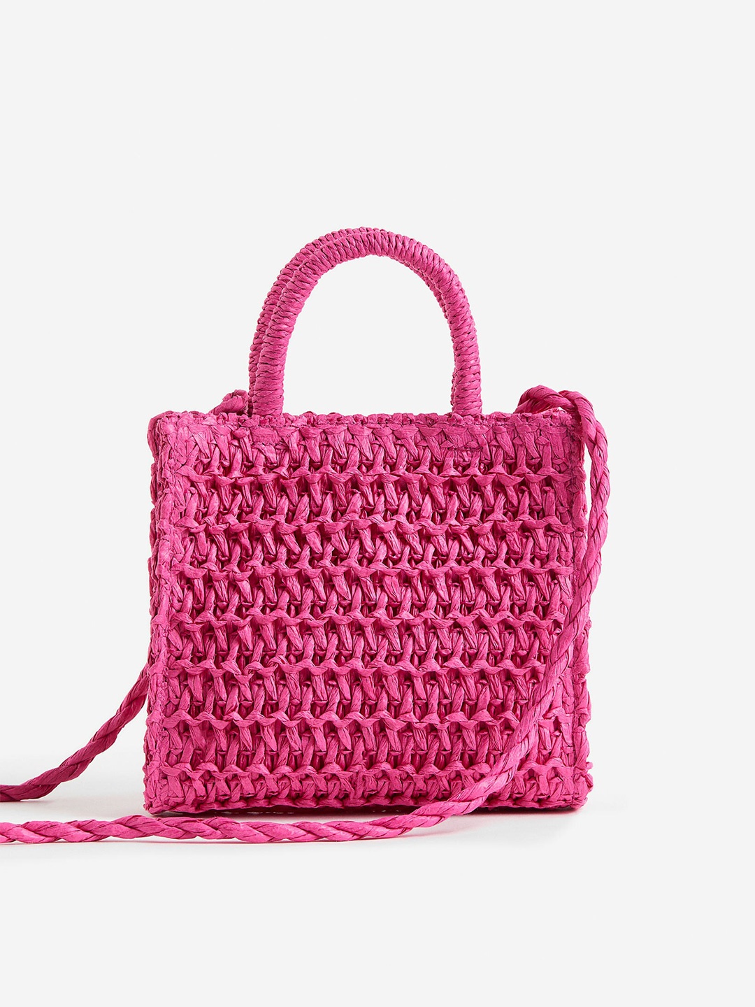 

H&M Straw Shoulder Bag, Pink
