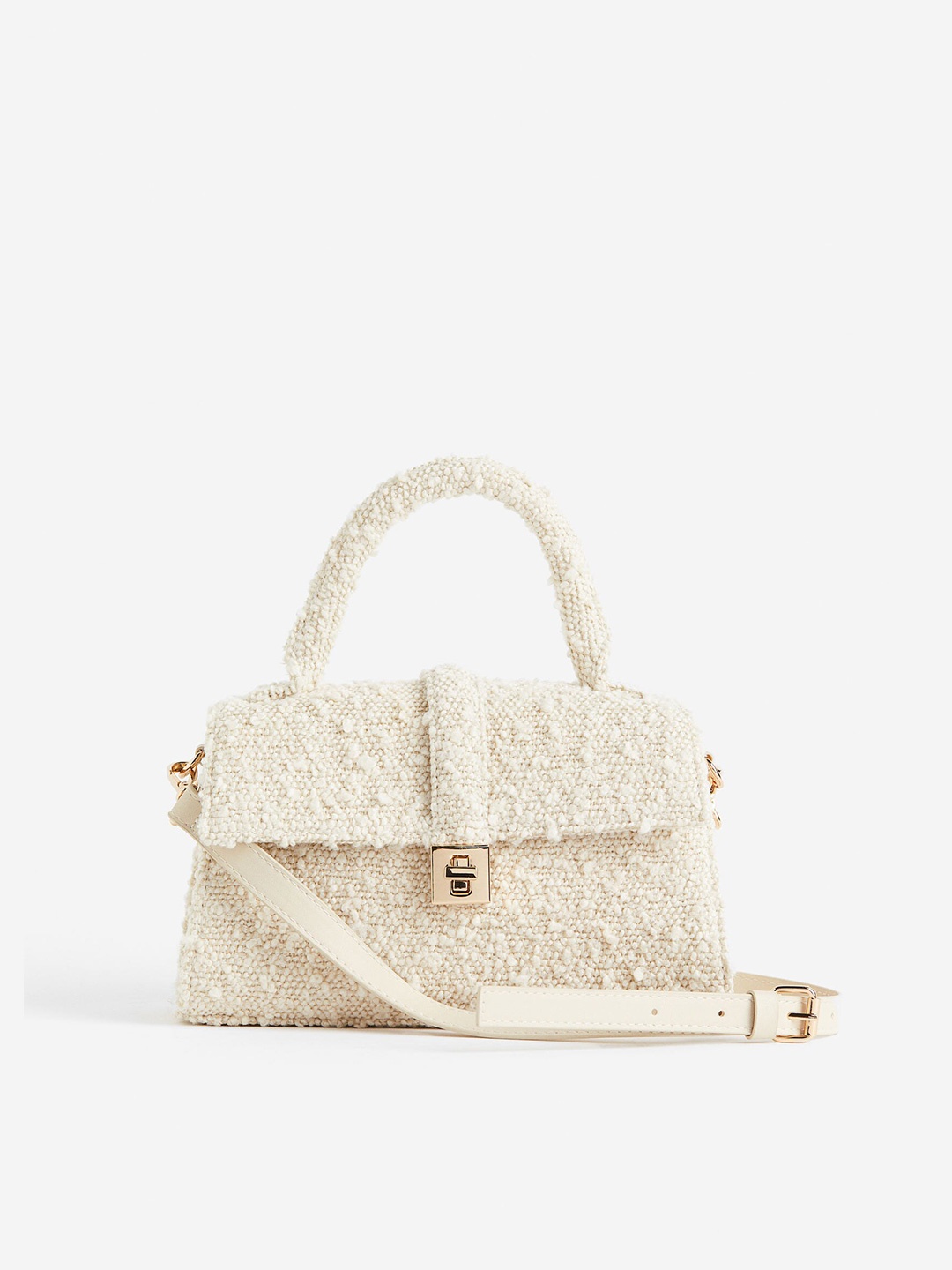 

H&M Textured-Weave Shoulder Bag, White
