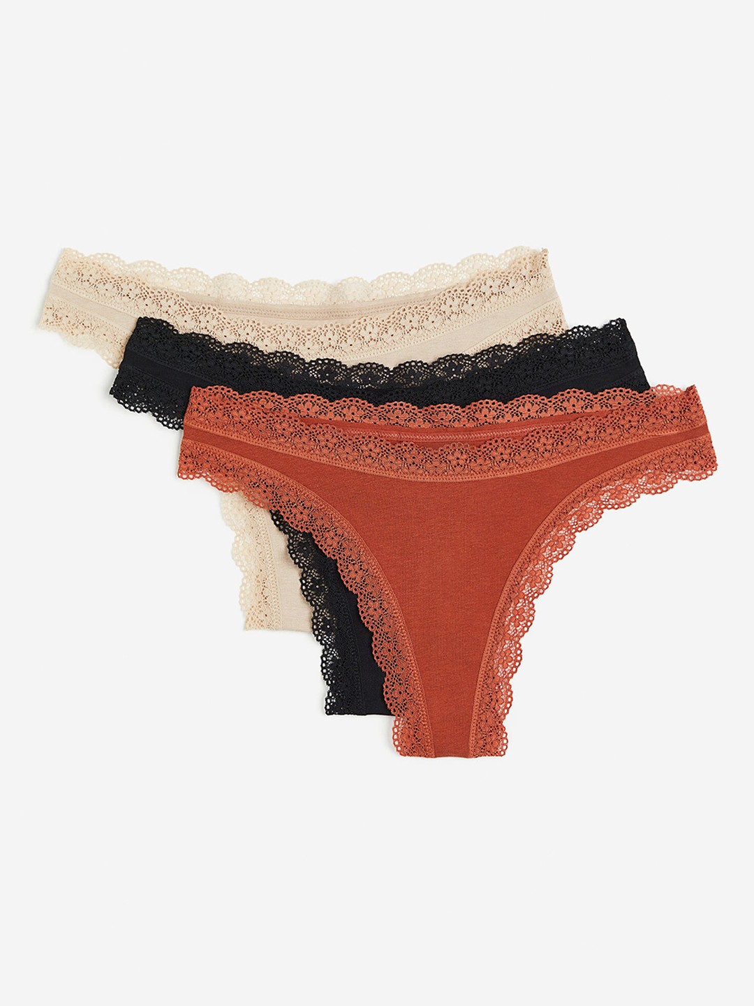 

H&M 3-Pack Cotton Thong Briefs, Orange