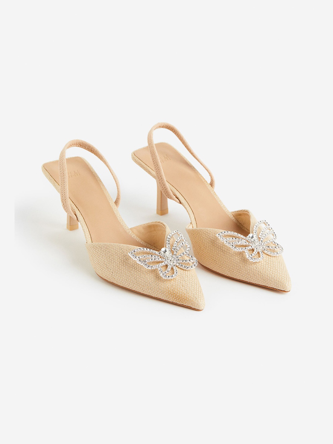 

H&M Butterfly-Detail Slingbacks, Beige